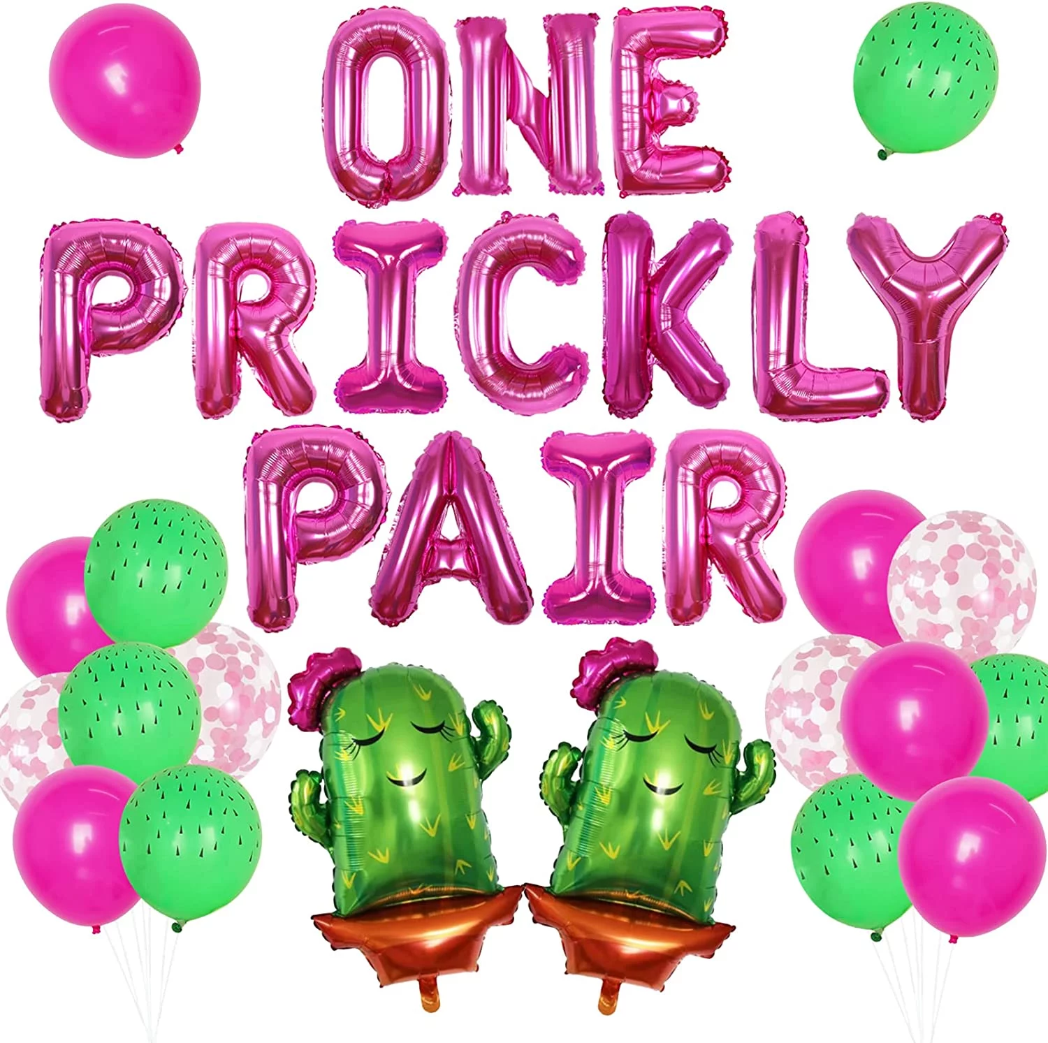 Cactus 1st Birthday Party Decorations for Twins Girls One Prickly Pair Balloon Banner Rose Red Mexican Fiesta First Birthday Party Supplies