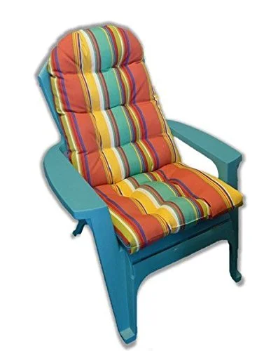 RSH Décor: Indoor Outdoor Tufted Adirondack Patio Chair Seat Cushion | All Weather, Water and Fade Resistant Polyester Fabric | 42.5” H x 21” W | Bright Colorful Stripe