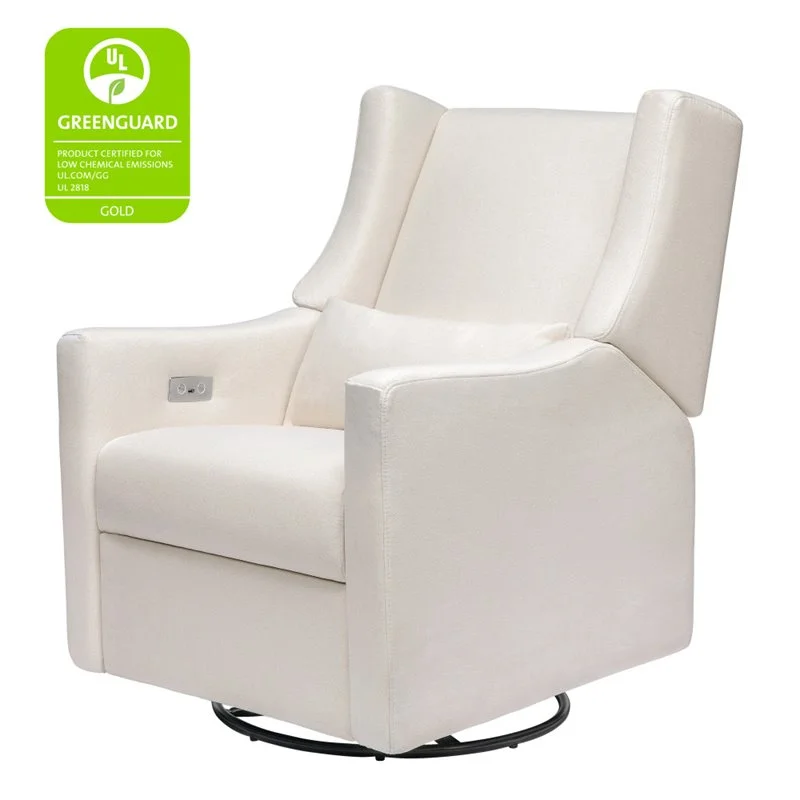 Pemberly Row Glider Recliner w/ Electronic Control in Cream Eco-Weave