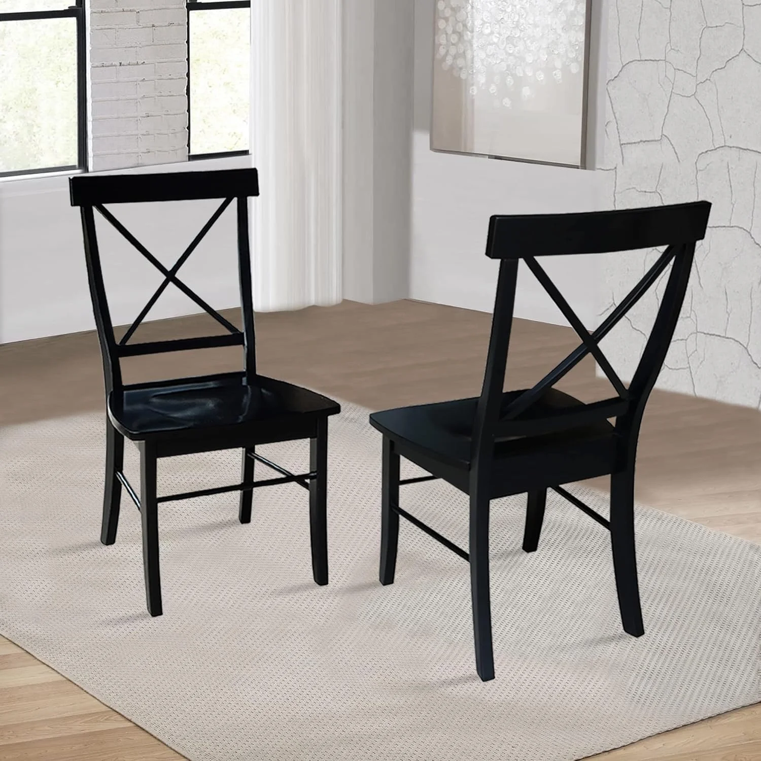 Set Of Two X-Back Dining Chair, Black