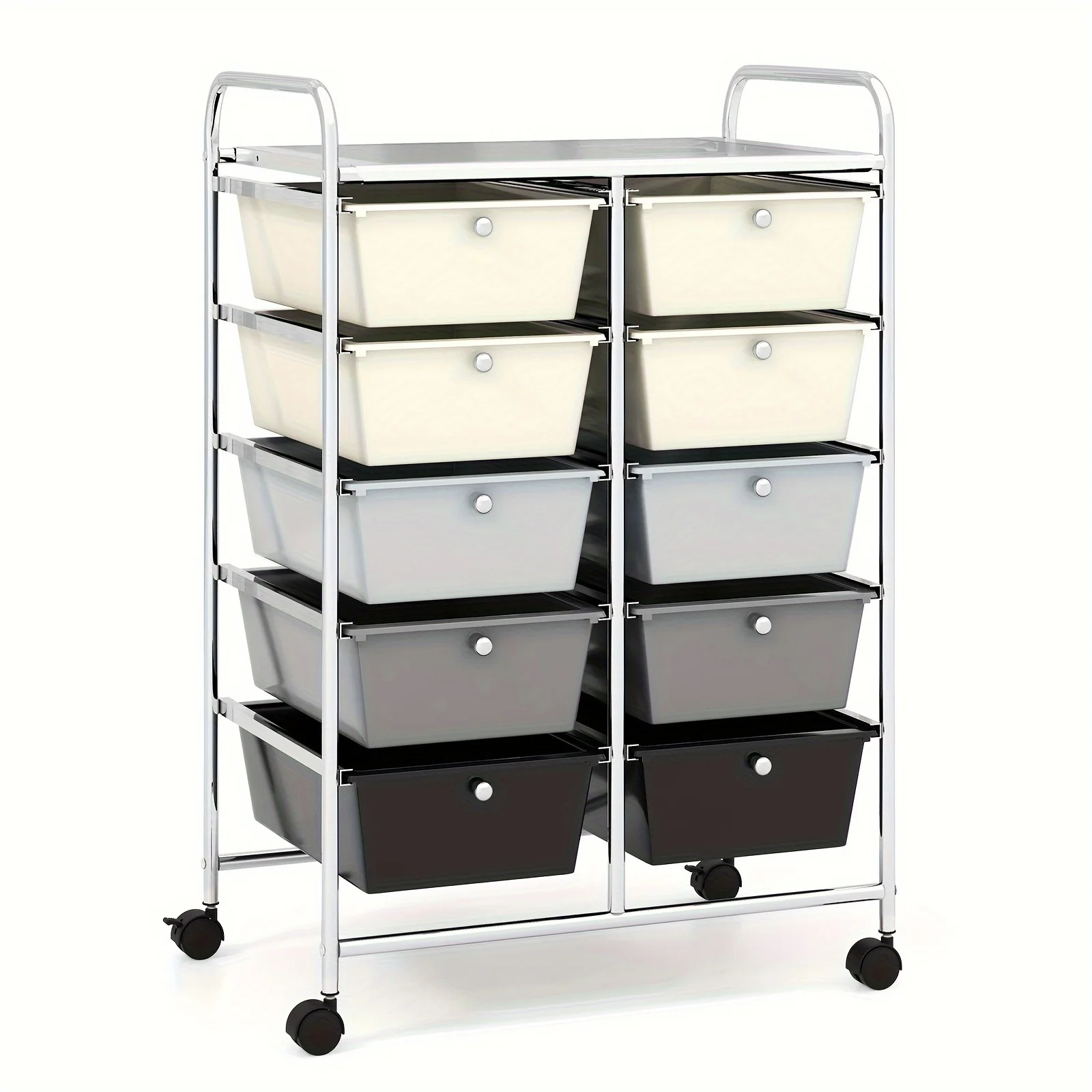 Costway 10-Drawer Storage Cart Utility Rolling Trolley Kitchen Organizer Grey Gradient