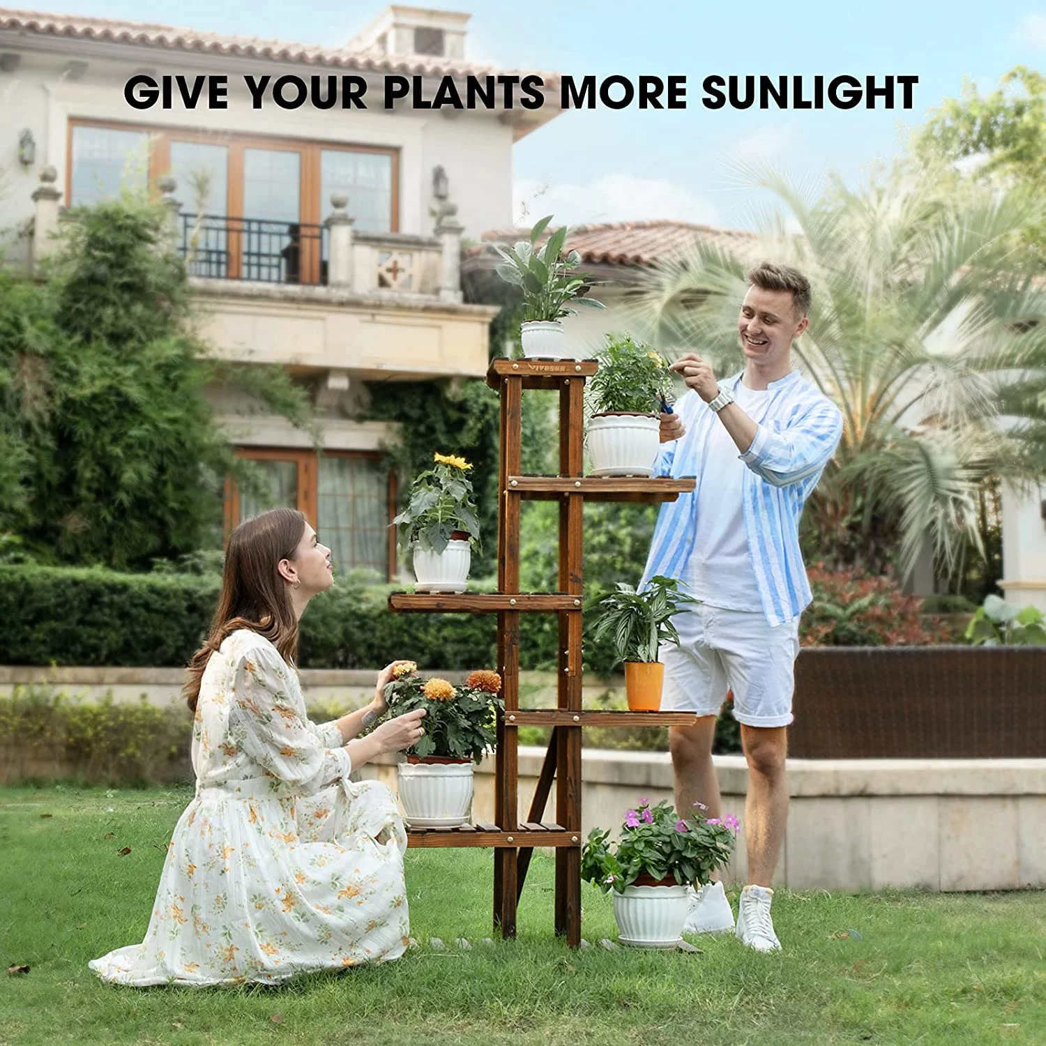 VIVOSUN Plant Stand Indoor Plant Shelf, 6 Tiers 11 Potted Wooden Flower Holder, Tiered Plant Rack for Garden, Balcony, Patio, Corner, Window, Living Room