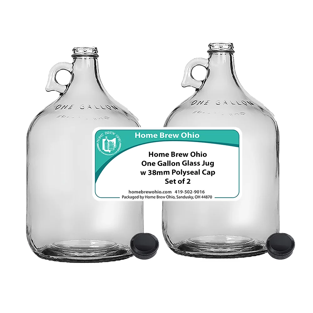Home Brew Ohio One Gallon Glass Jug with 38mm Polyseal Cap Set of 2