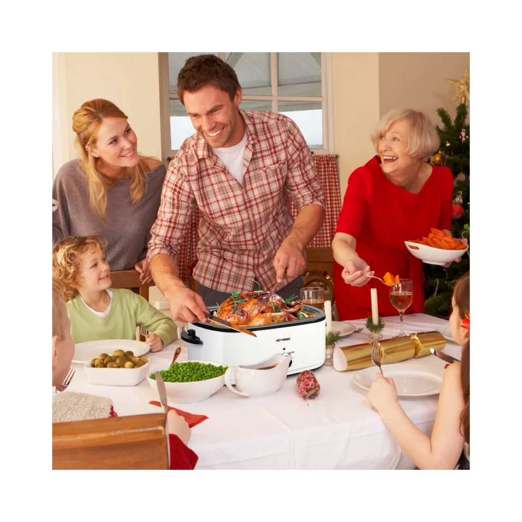 CozyHom 22 Quart Electric Roaster Oven Stainless Steel Turkey Roaster Pan with Removable Insert Pot, White