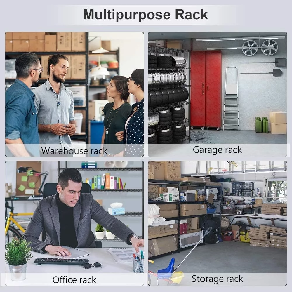 FDIGLUL 6 Tier Wire Shelving Unit Wire Shelves  NSF Heavy Duty Height Adjustable  Wire  Shelving Rack with Feet Leveler Garage Rack Kitchen Rack Office Rack Commercial Shelving - Black 42