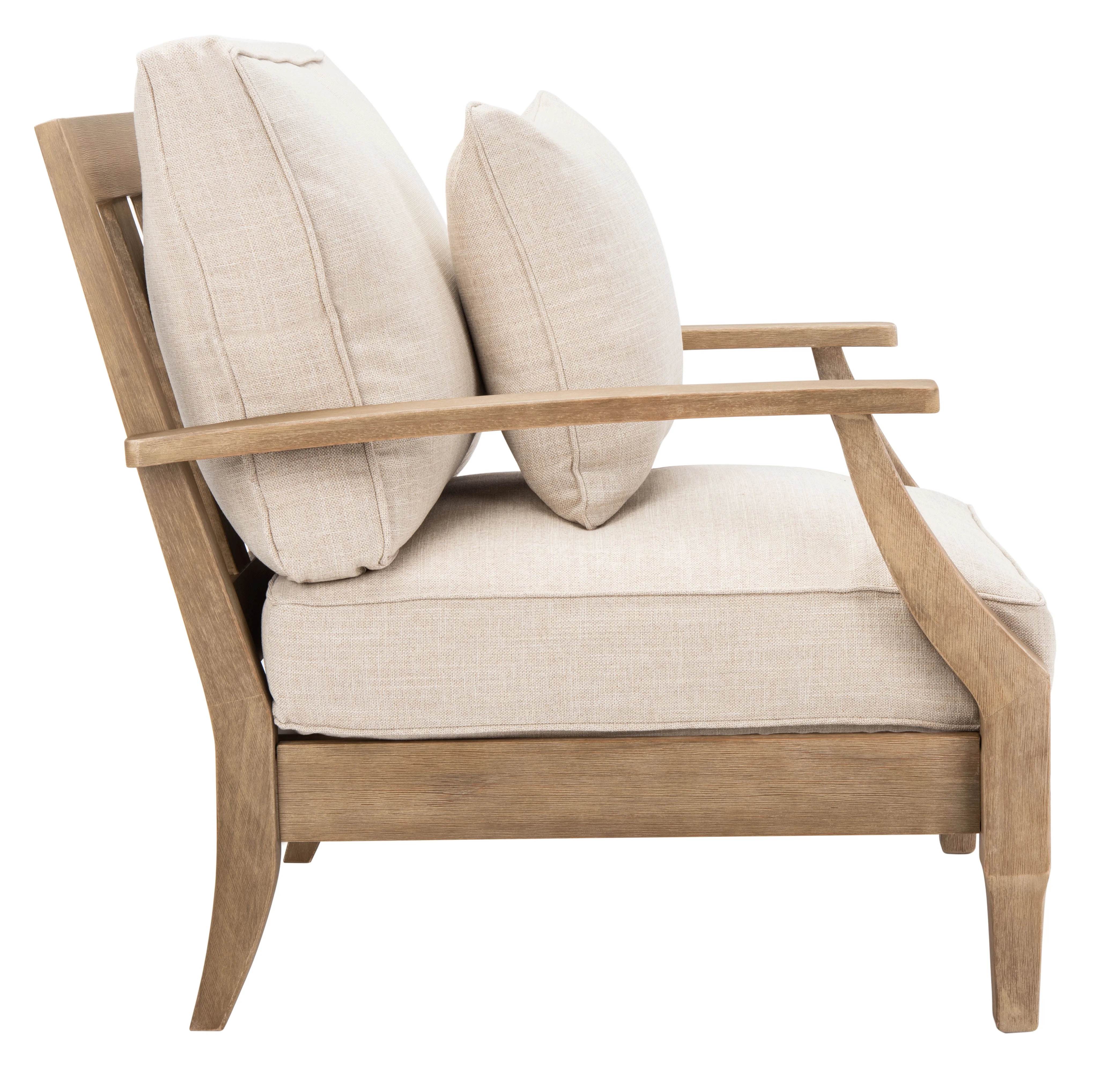 SAFAVIEH Couture Martinique Coastal Eucalyptus Wood Solid Armchair, Natural/Beige