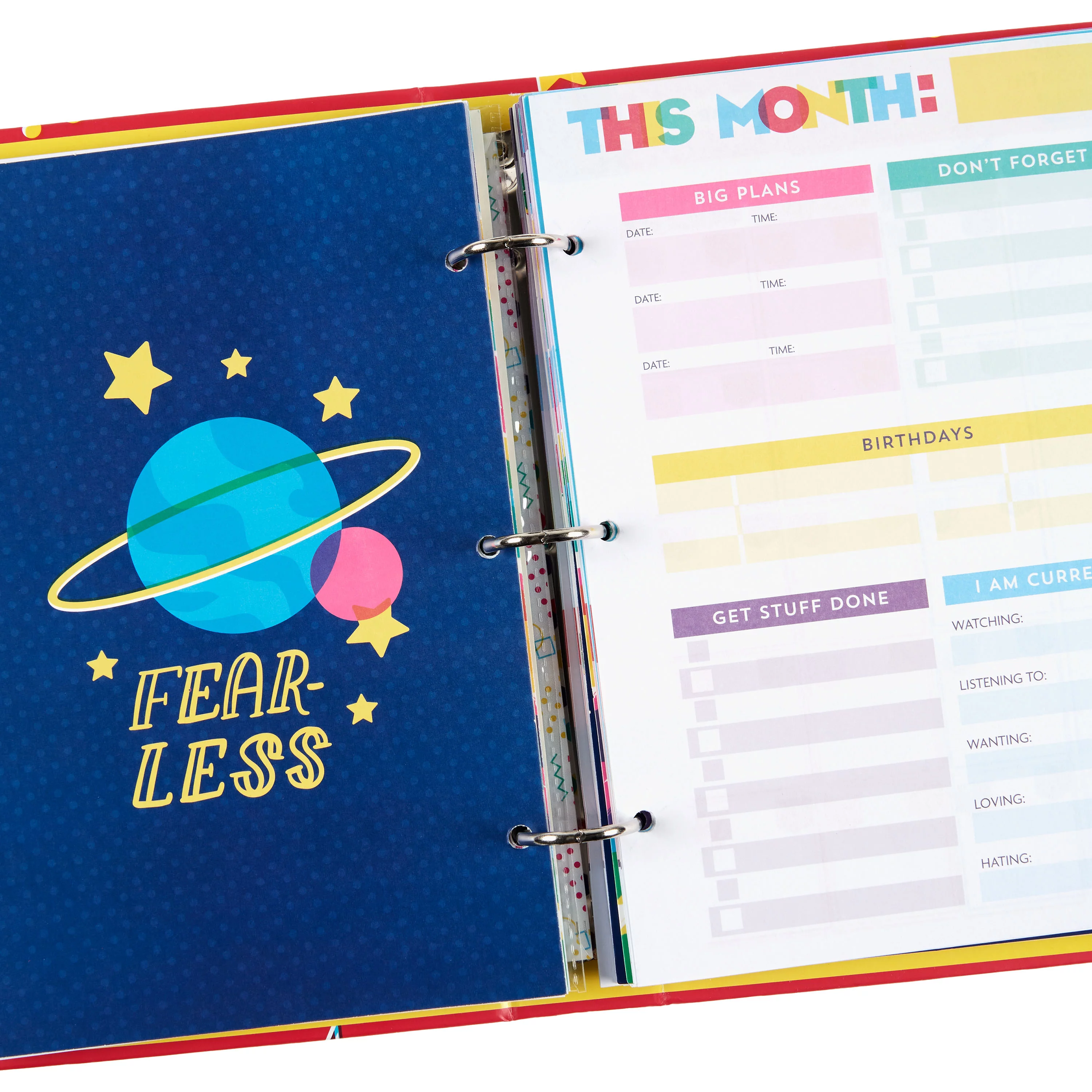 Pen + Gear Mini 3-Ring Binder Undated Planner with Bookmark Ruler, Sticky Notes, and Pencil Pouch