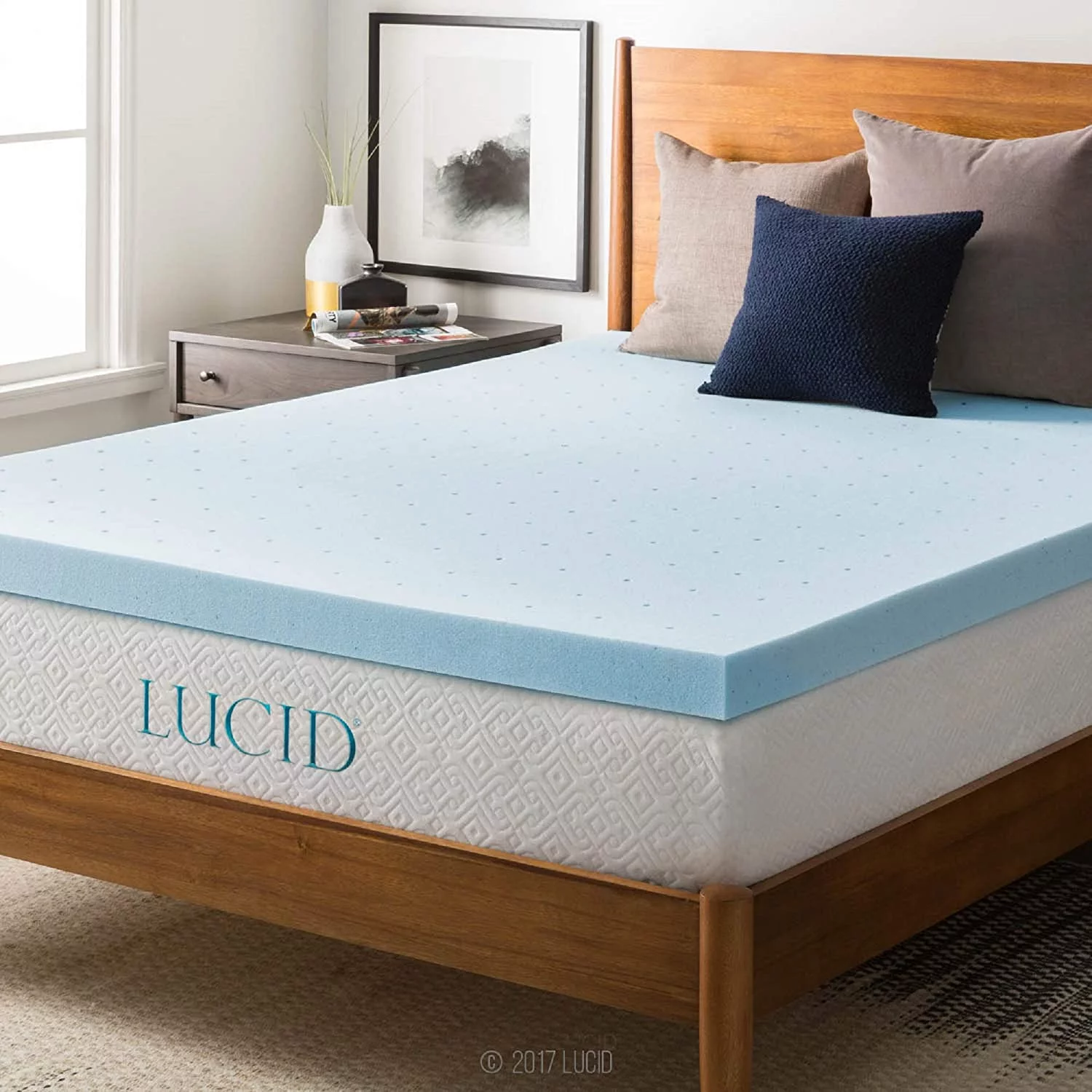 LUCID 3-inch Ventilated Gel Memory Foam Mattress Topper - California King