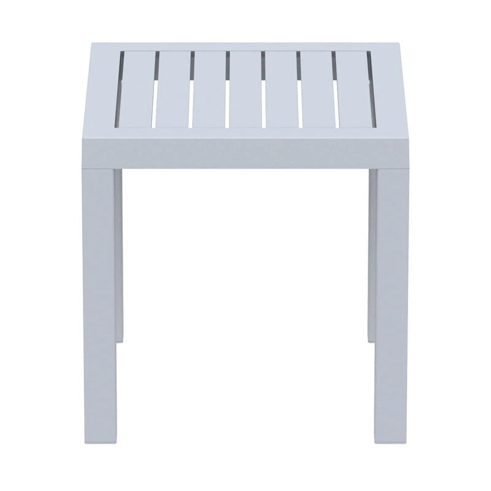 Home Square 2 Piece Square Resin Patio Side Table Set in Silver Gray