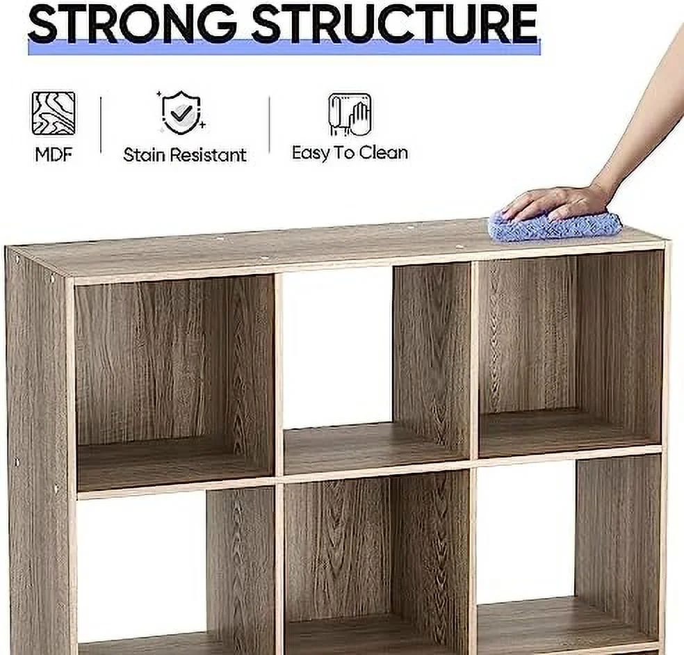 ZWNLKQG 9 Cube  Organizer  with 5 Removable Back Panels Freestanding 3-Tier Open Wood Bookshelf for Home  Office  Bedroom  Living Room  Black