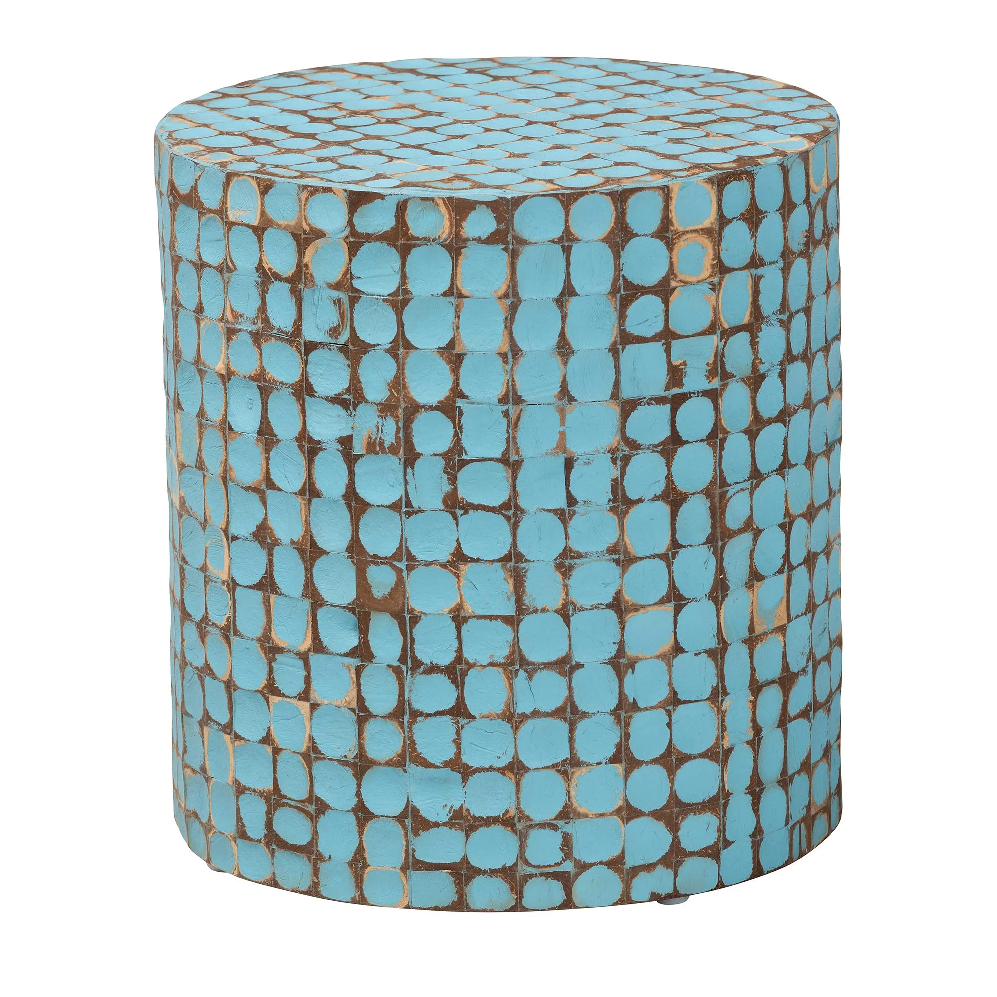 bali & pari Juliette Boho End Table, Round , Sky Blue