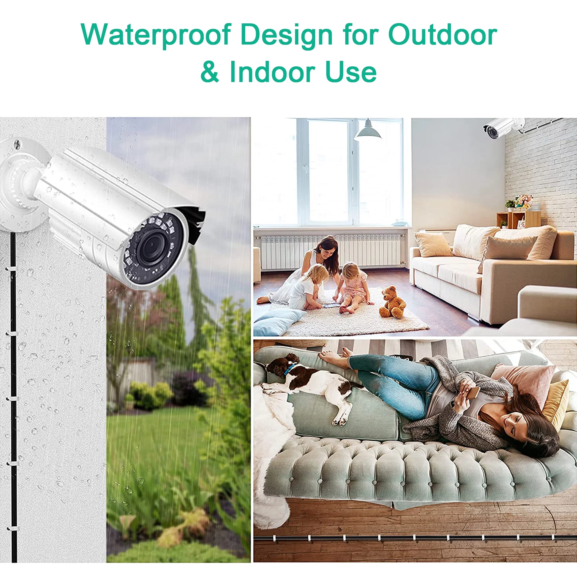 Aprelco 150ft White BNC Video Power Wire Cord Compatible with Zmodo Q-See Qsee PTZ Camera Cable