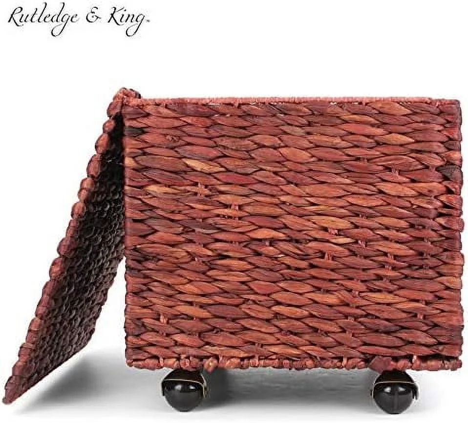 ZWNLKQG Seagrass Rolling File Cabinet - Home Filing Cabinet - Hanging File Organizer - Home and Office Wicker File Cabinet - Water Hyacinth  Basket for File  (Grey)