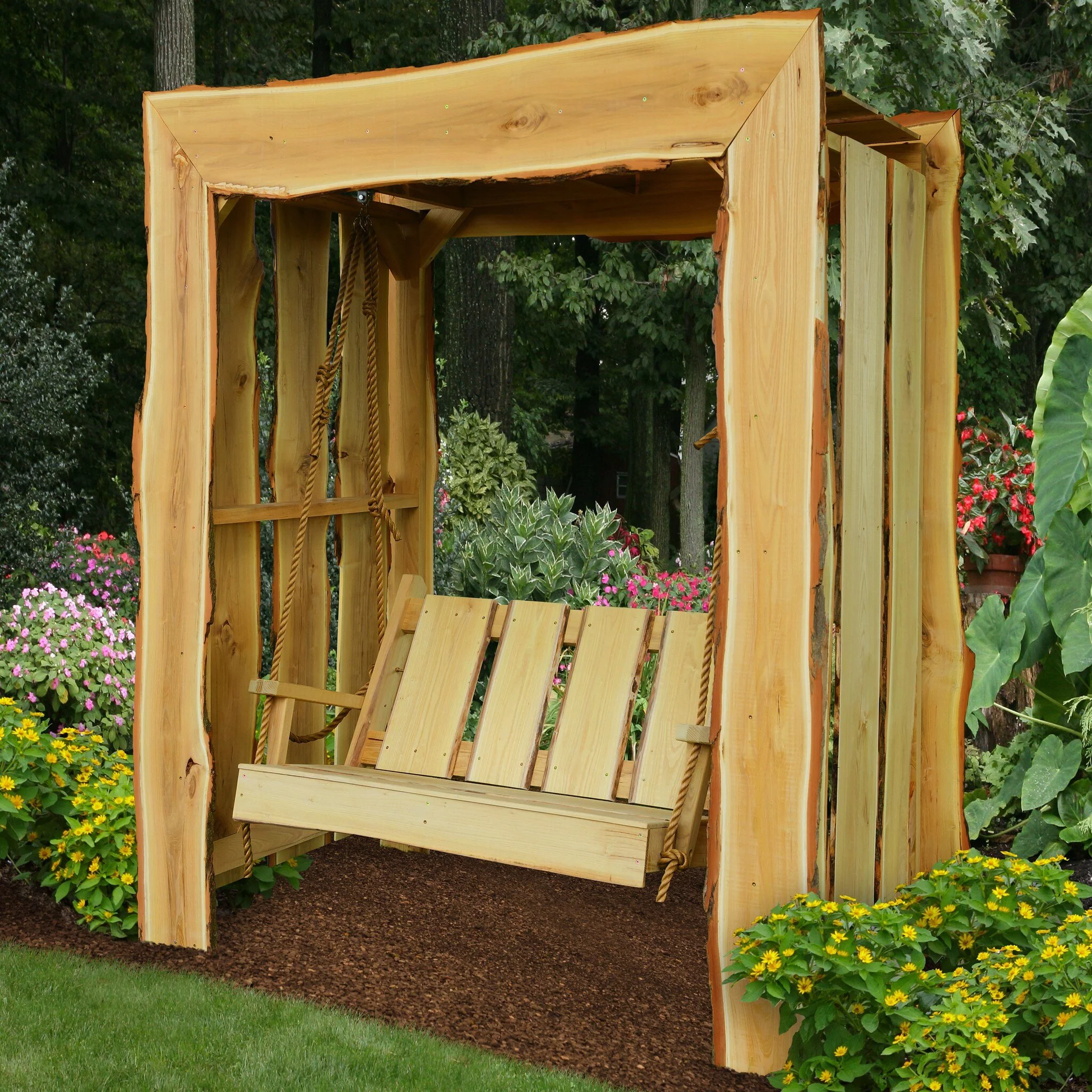 Kunkle Holdings LLC Live Edge Locust 6' Appalachian Arbor and 5' Swing Natural Stain