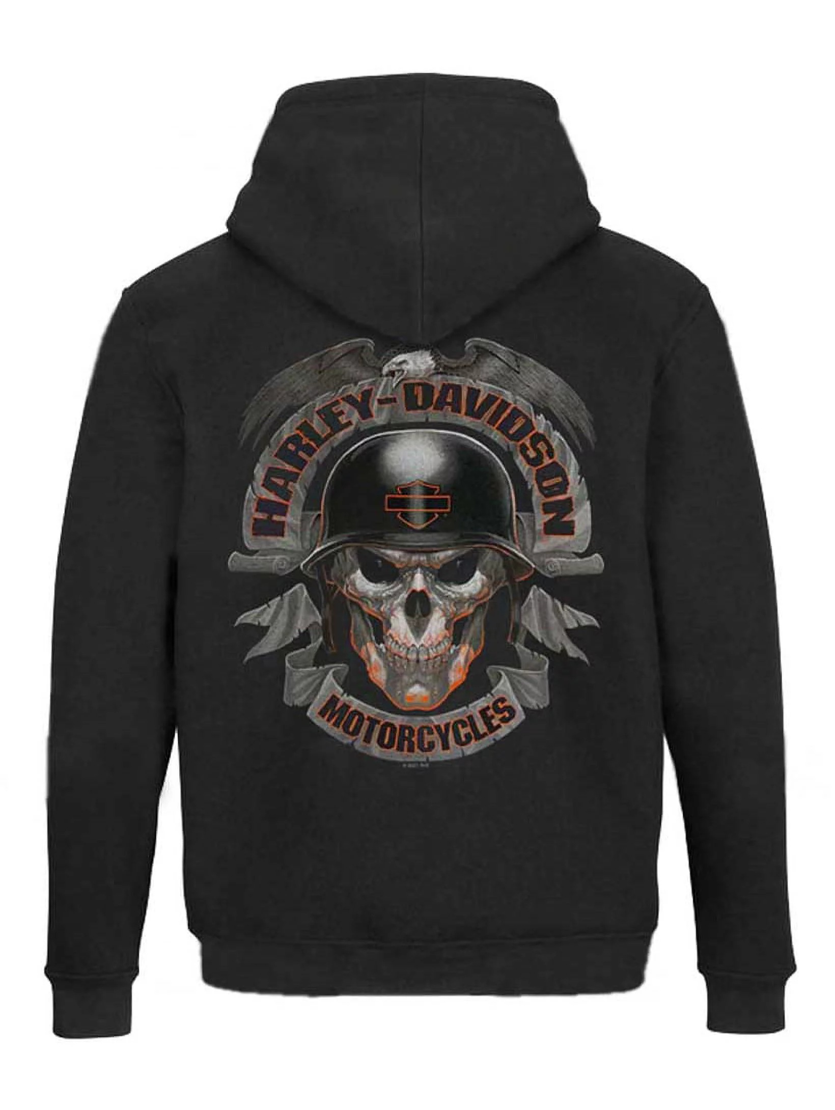Harley-Davidson Men's Ghoulish Skull Cotton-Blend Pullover Hoodie, Black (5XL), Harley Davidson