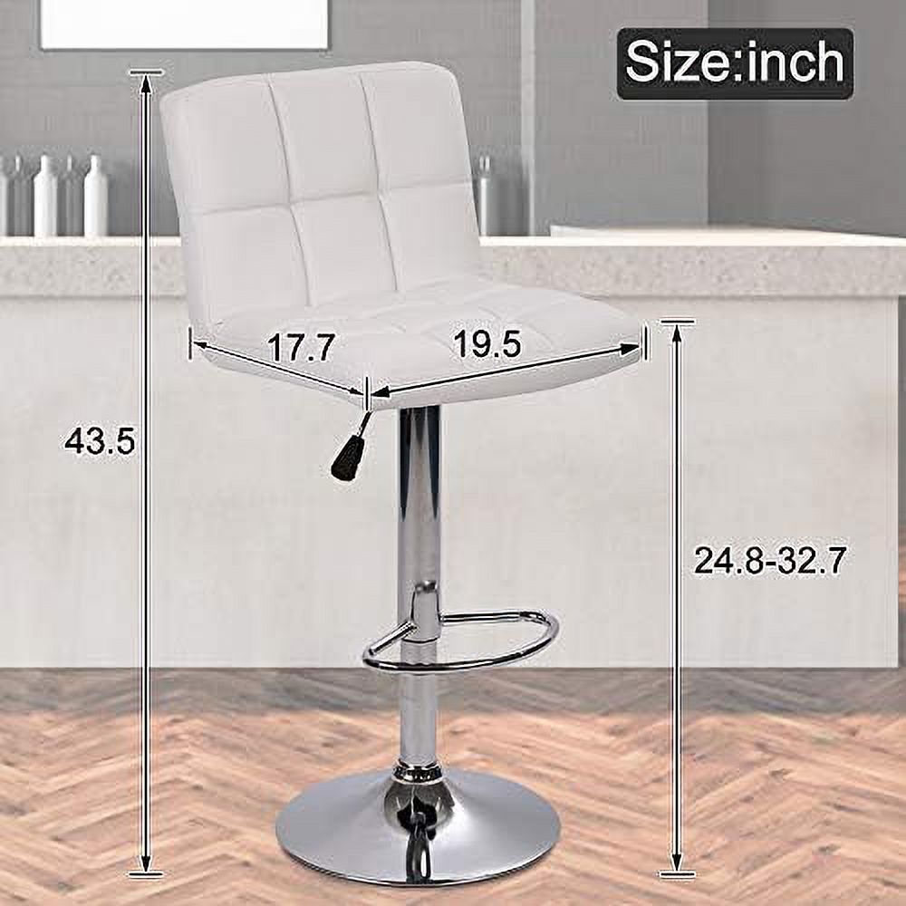 CGFHYP Stools  Swivel Height Adjustable Counter Stools with Back  PU Leather Modern Tall Kitchen Dining Chair for Living Room Pub Coffee  White