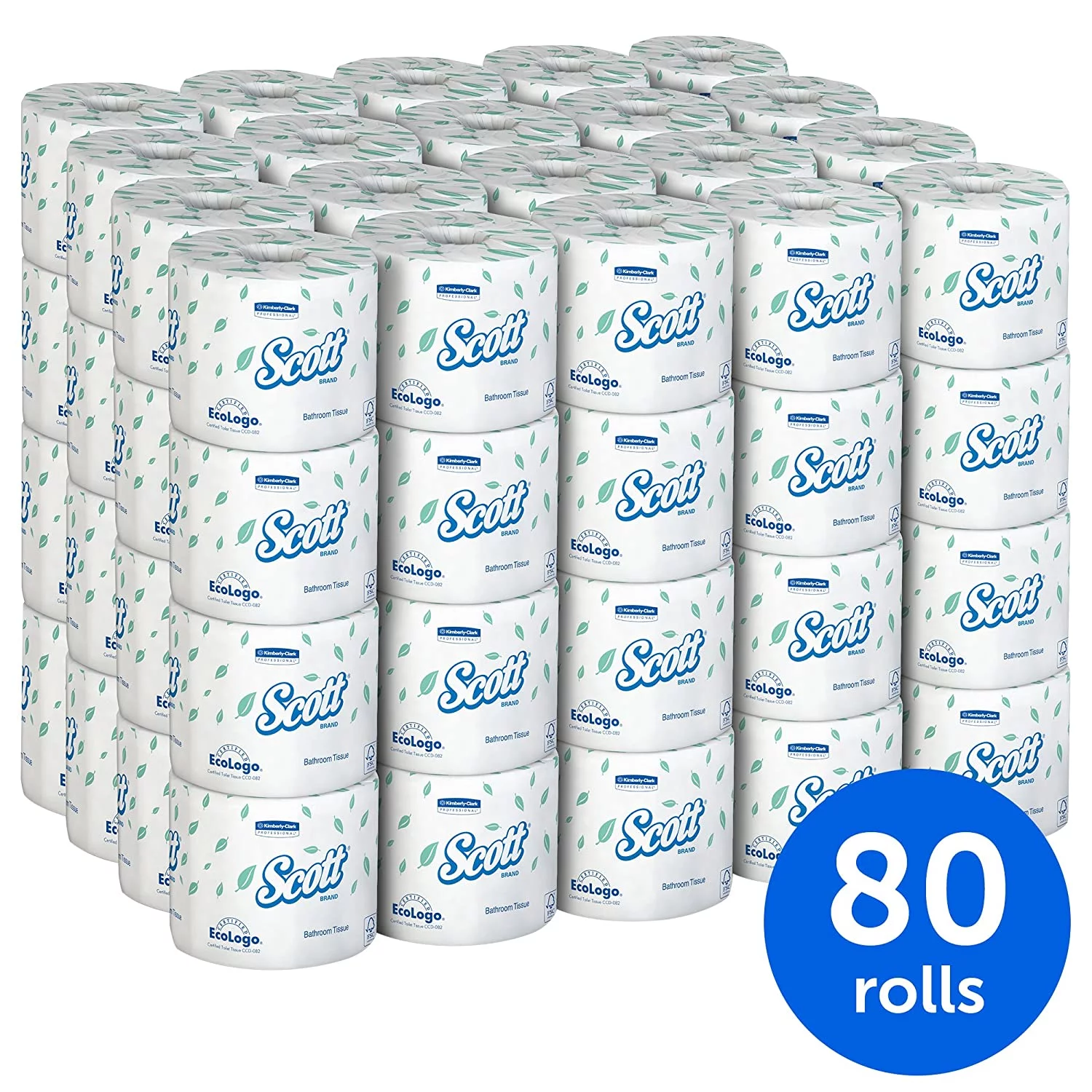 Scott Essential Professional Bulk Toilet Paper for Business (04460), Individually Wrapped Standard Rolls, 2-Ply, White, 80 Rolls/Case, 550 Sheets/Roll