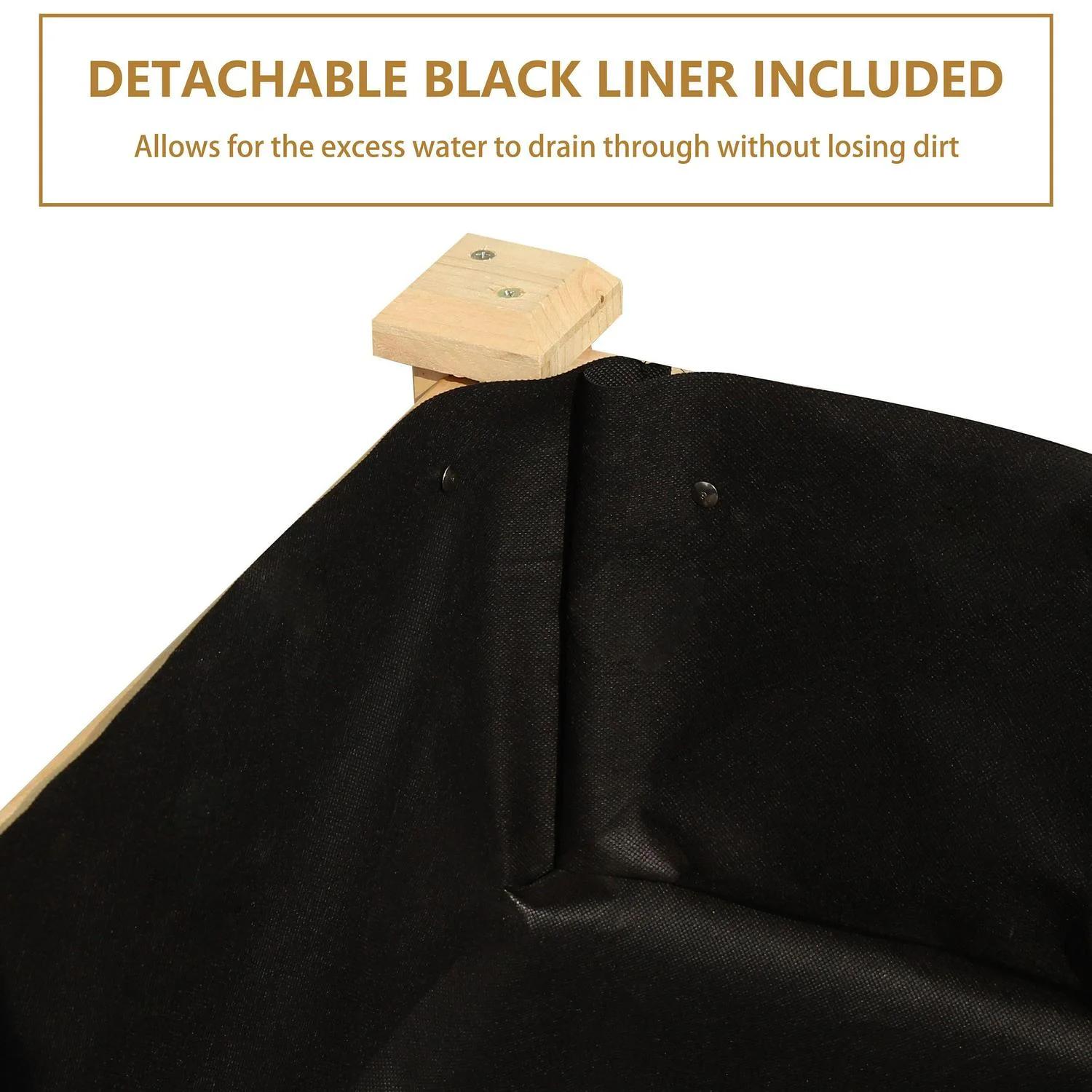 Veikous Wooden Raised Garden Bed with Lockable Wheels and Liner