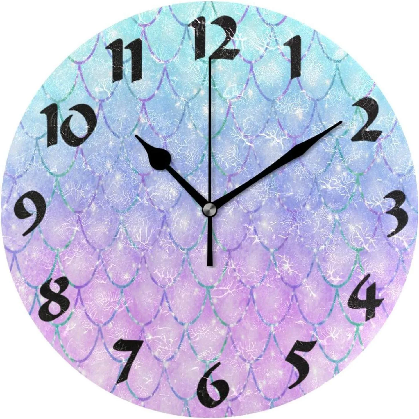Hyjoy Mermaid Round Wall Clock,Silent Non Ticking Battery Operated Accurate Home Clock,Vintage Farmhouse Wall Decor for The Kitchen, Living Room, Bedroom, Office 10 in