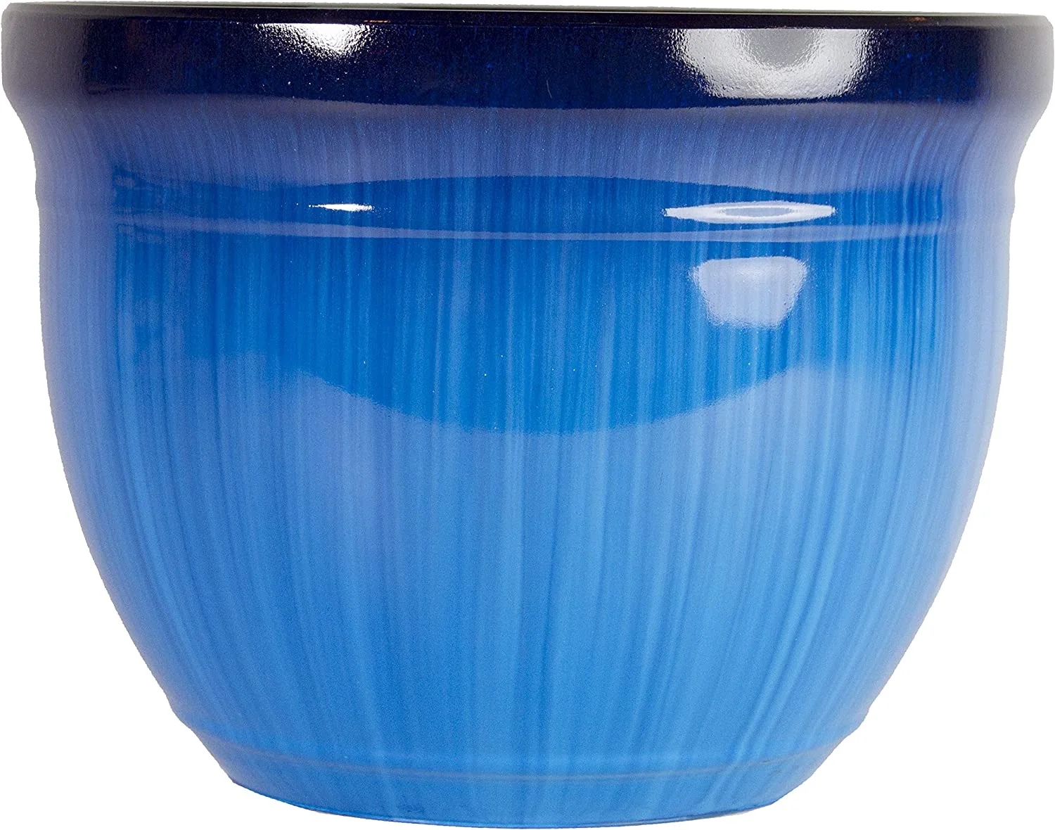 Gardener Select (MRR15-204 Large Round Planter - Modern Indoor & Outdoor Decorative Flower Pot/Box (15 Inch, Blue Drip)