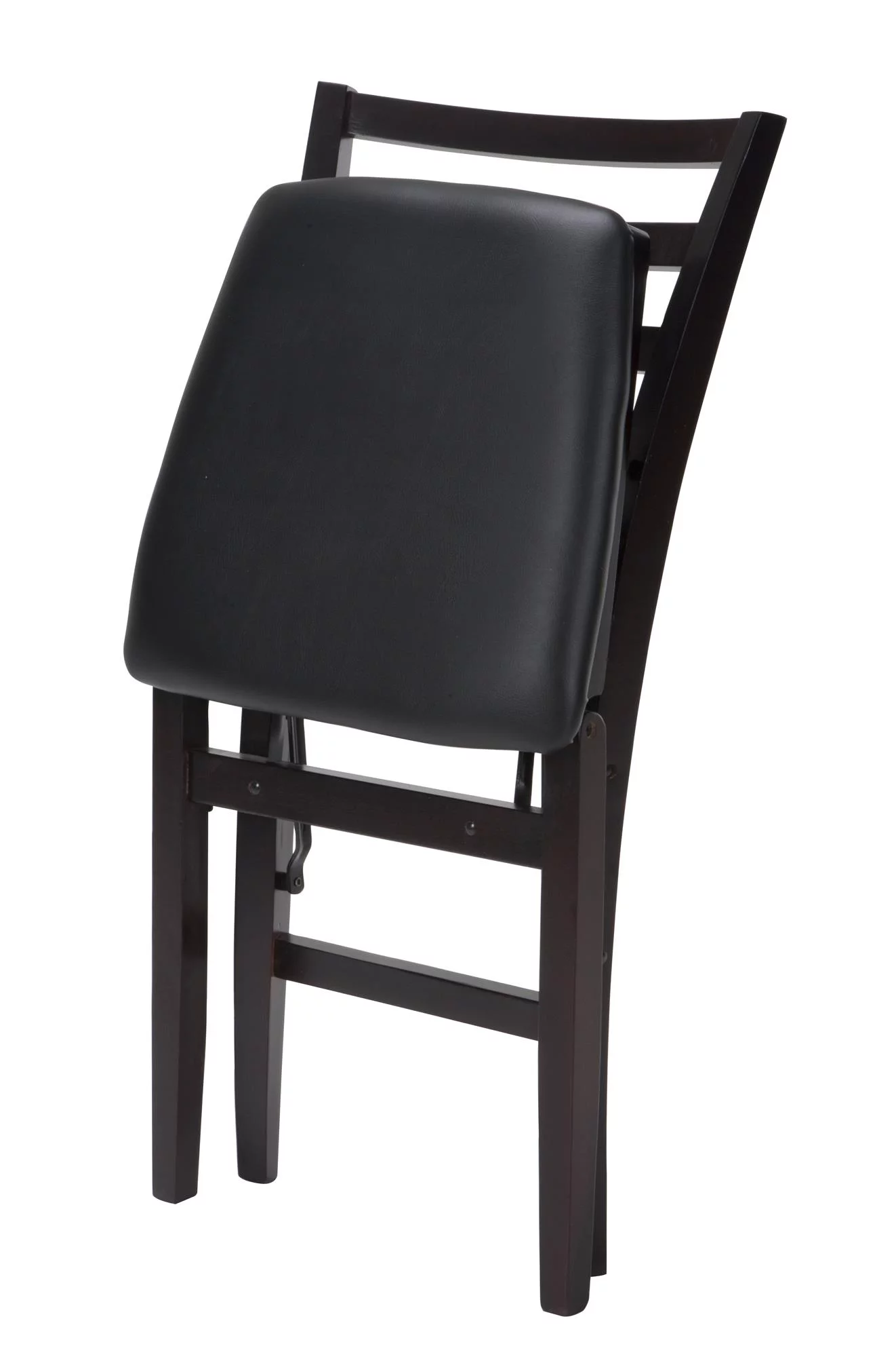 COSCO Contoured Back Wood Folding Chair with Vinyl Seat, Espresso, 2-Pack