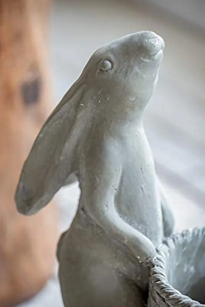 A & B Home Indoor Outdoor Gray Cement Bunny Planter Décor Rabbit Hare Design Herb Garden Succulent Holder Cute Flower Pot 10