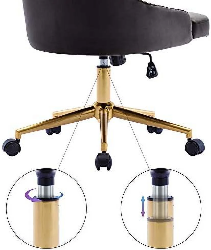 SJOINGB Duhome  Office Chair Desk Chair Mid-Back with Gold Base Height Adjustable Dark Grey