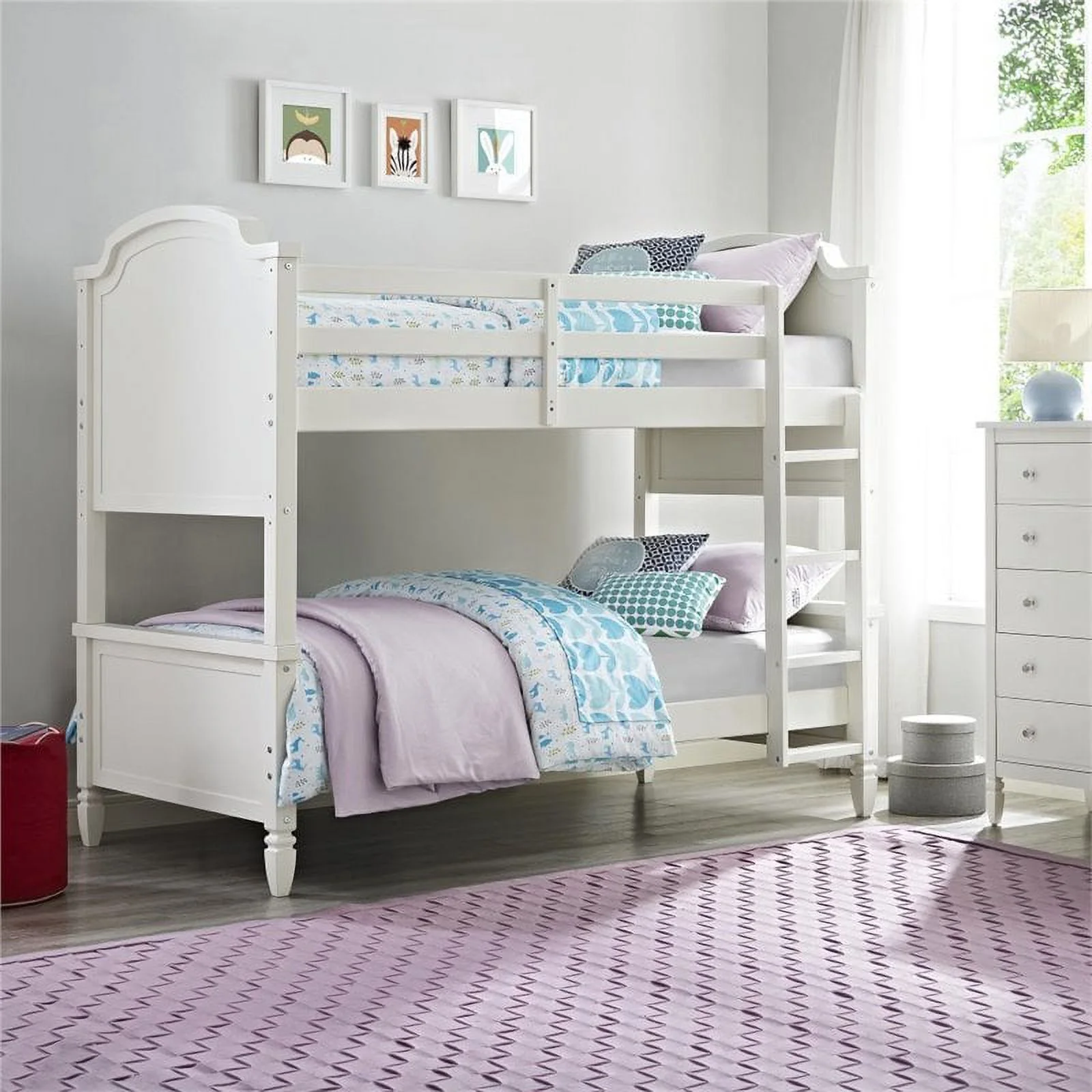 Dorel Living Vivienne Twin Over Twin Bunk Bed in White