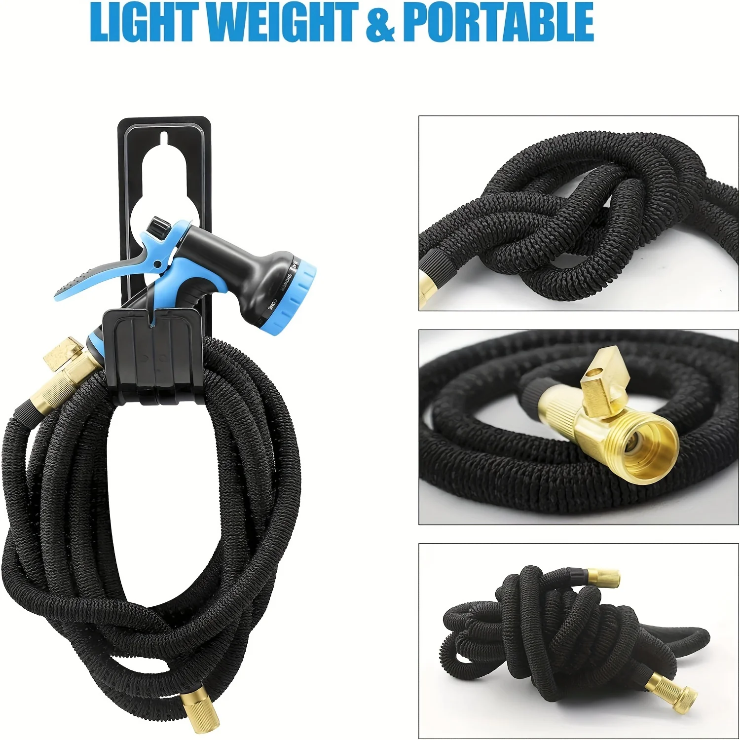 1PC upgraded 100FT expandable garden hose water hose with 10 function high-pressure nozzle, heavy-duty flexible hose, 3/4 