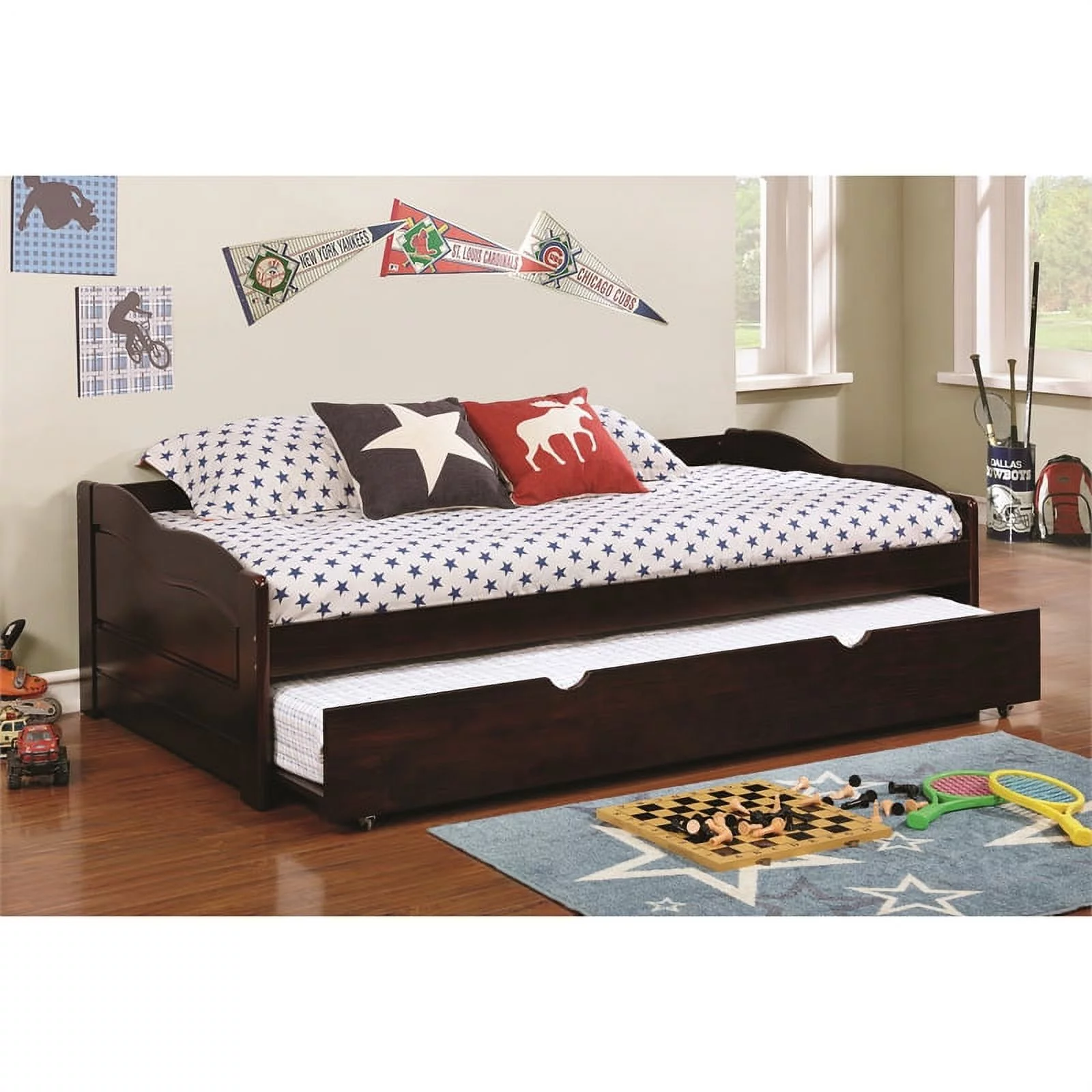 Furniture of America Bateman Wood Daybed with Trundle in Espresso