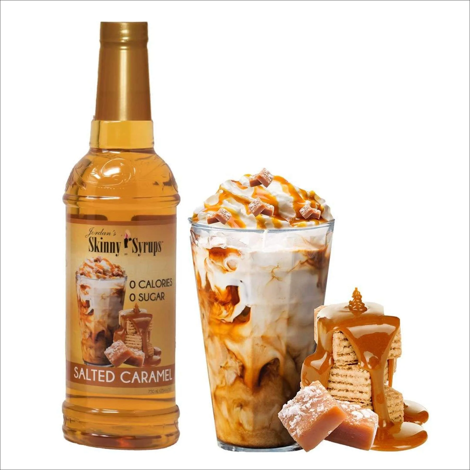 Jordan’s Skinny Syrups | Sugar Free Salted Caramel Coffee Syrup | Healthy Flavors with 0 Calories, 0 Sugar, 0 Carbs | 25.4 Fl Oz (Pack of 2) Packaging may Vary 25.4 Fl Oz (Pack of 2)