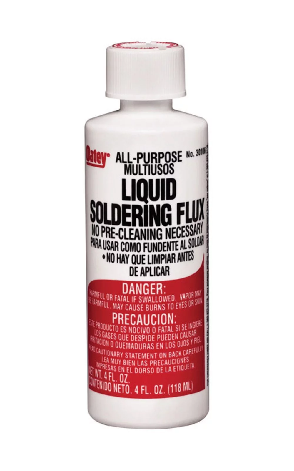 Oatey 30106 No. 11 All-Purpose Multiusos Solder Liquid Flux, 4 Oz, Yellow