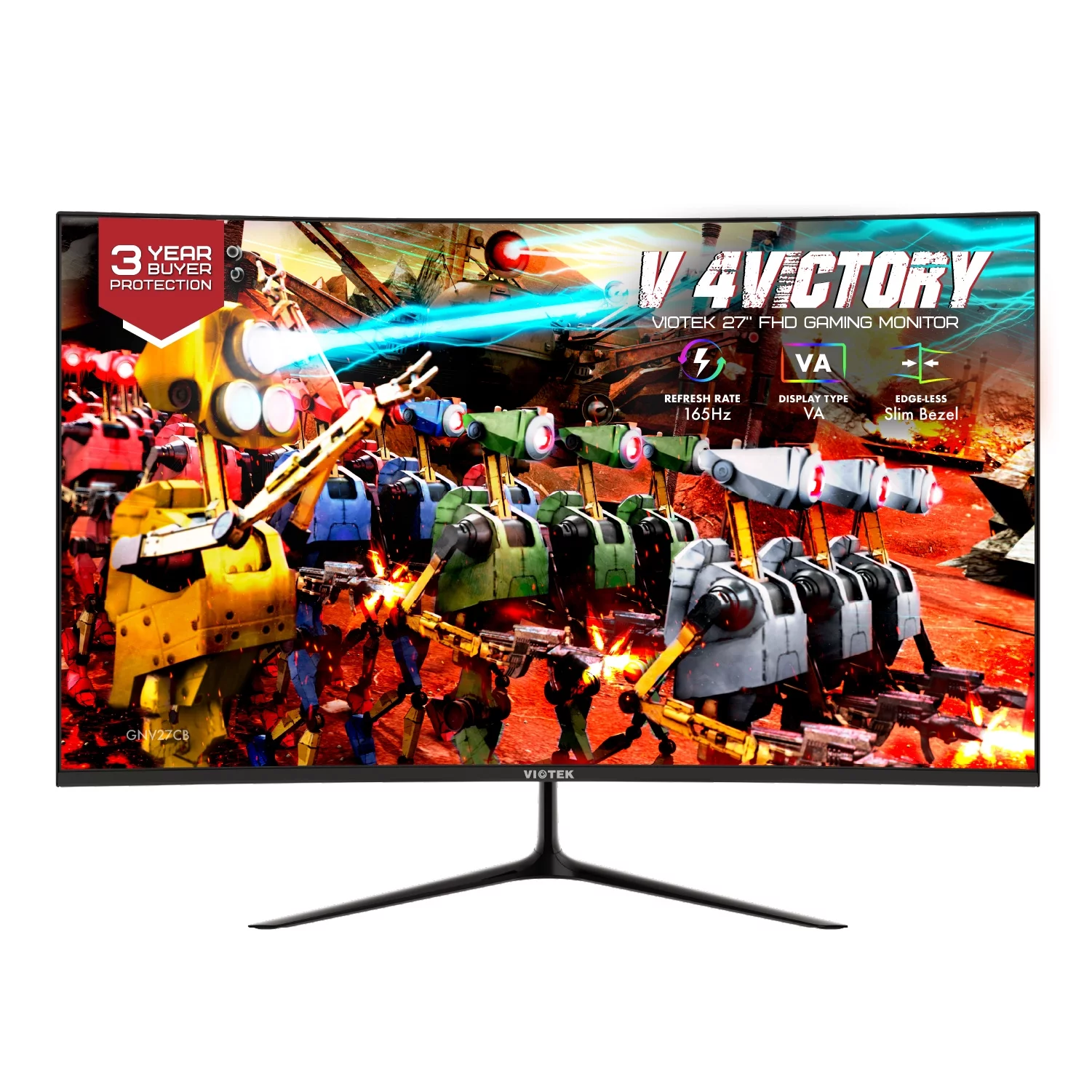 Viotek 27 Inch 165hz 3ms Curved Gaming Monitor 1920x1080p FreeSync GNV27CB