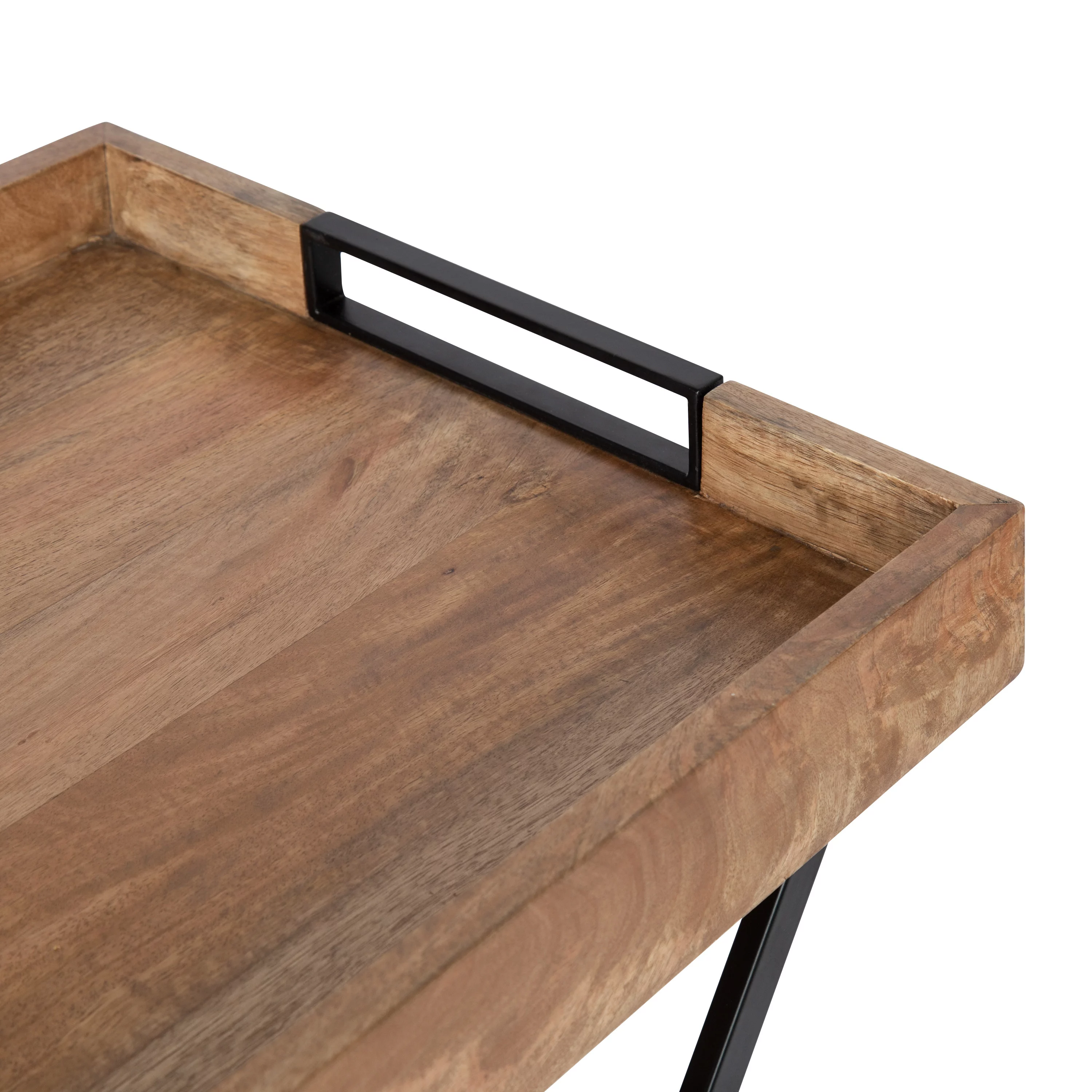 Kate and Laurel Heller Wood and Metal Tray Table, Natural/Black 24x16x30