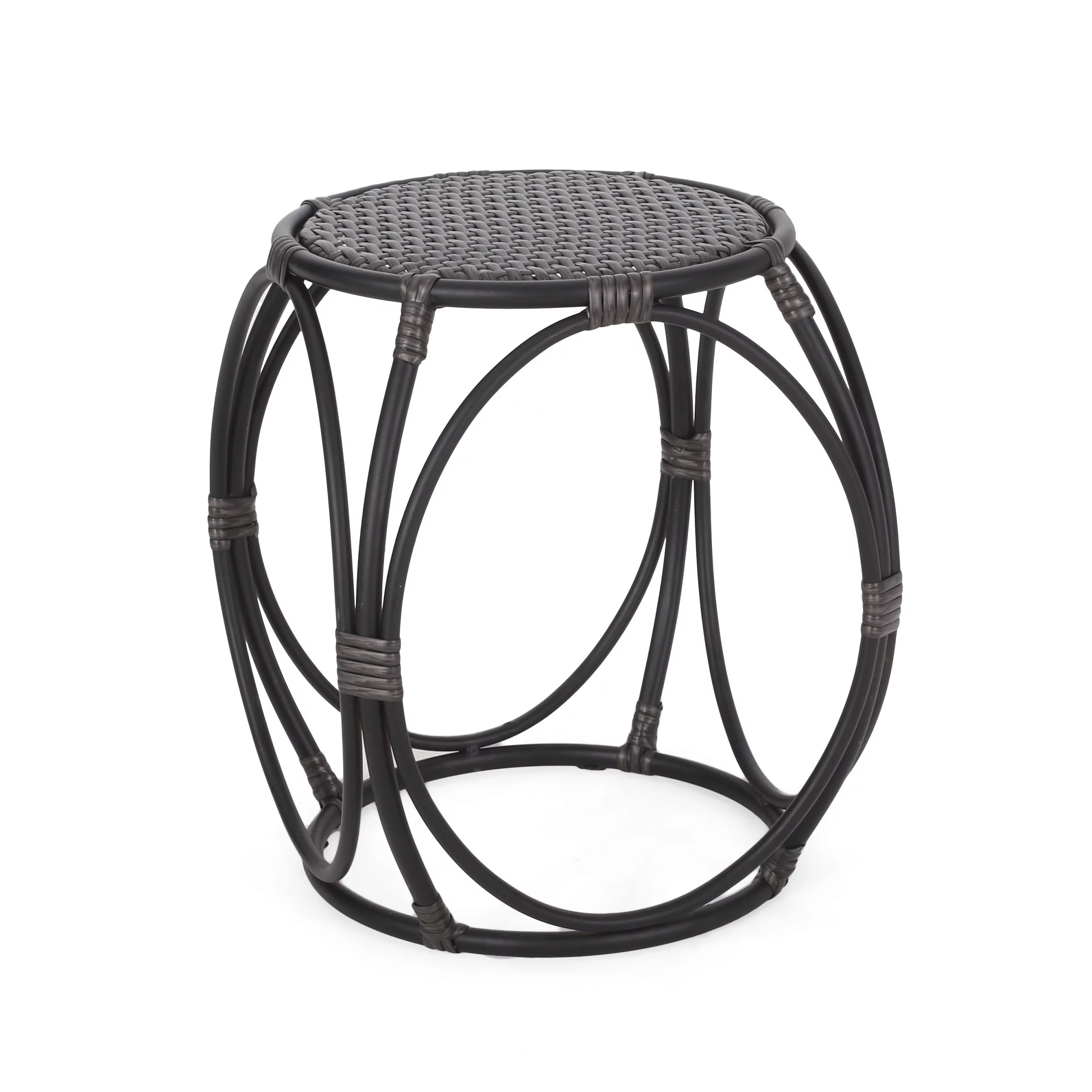 Galtin Wicker Outdoor Side Table, Dark Gray