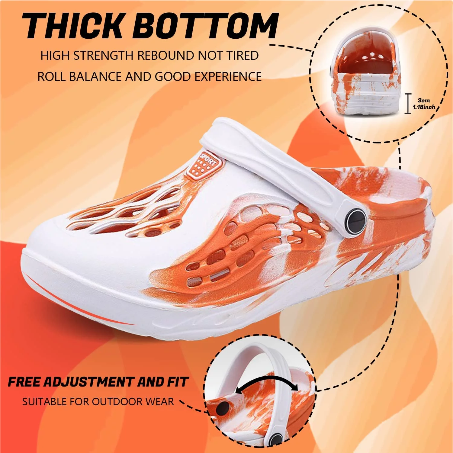 Mens Camo Clog Tie-dye Slide Sandals Shoes Breathable Slip on Garden Clogs Arch Support Outdoor Beach Slippers Work Shoes