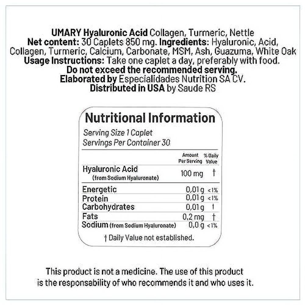 Umary Hyaluronic Acid 4 pack 30 caplets each