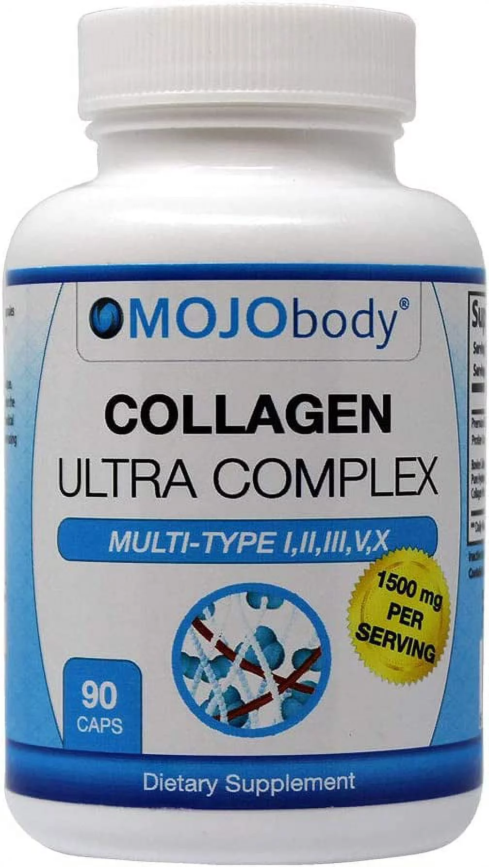 MOJObody Multi Collagen Capsules Ultra Complex (Types I, II, III, V & X) Complex Multi Collagen Protein Blend for Anti-Aging, Hair, Skin, Nails and Joints, 1500mg Per Serving, 90 Capsules