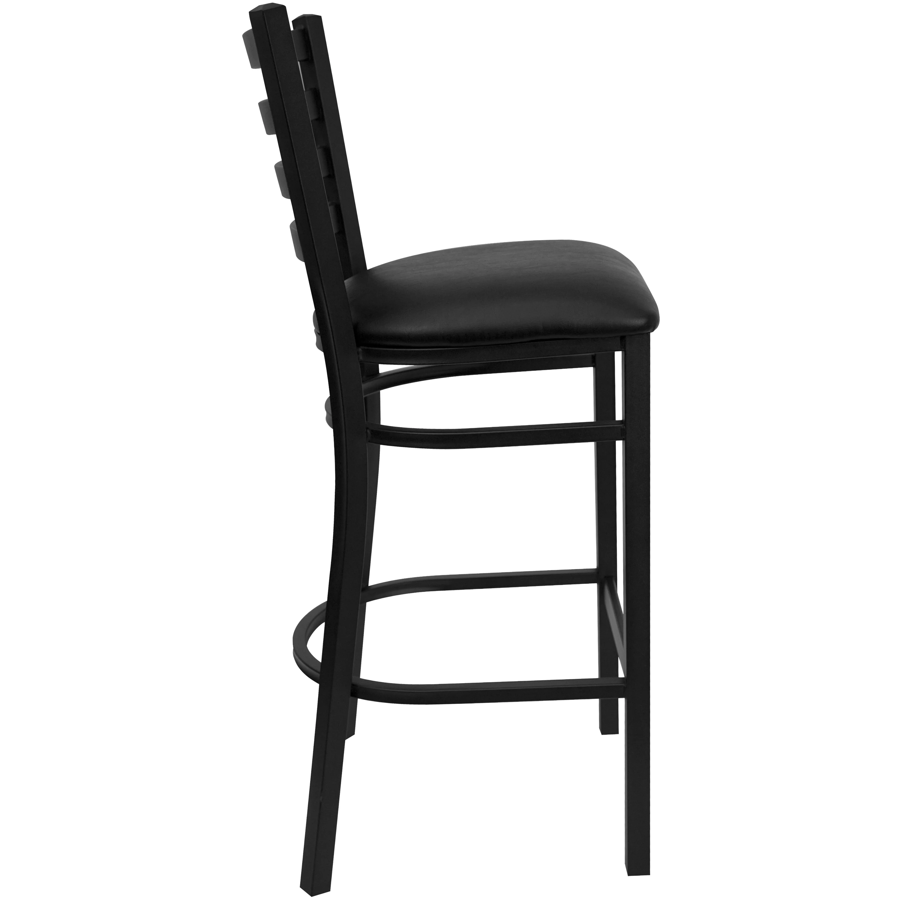 Flash Furniture Hercules Ladder Back Vinyl Barstool, Black, Set of 2