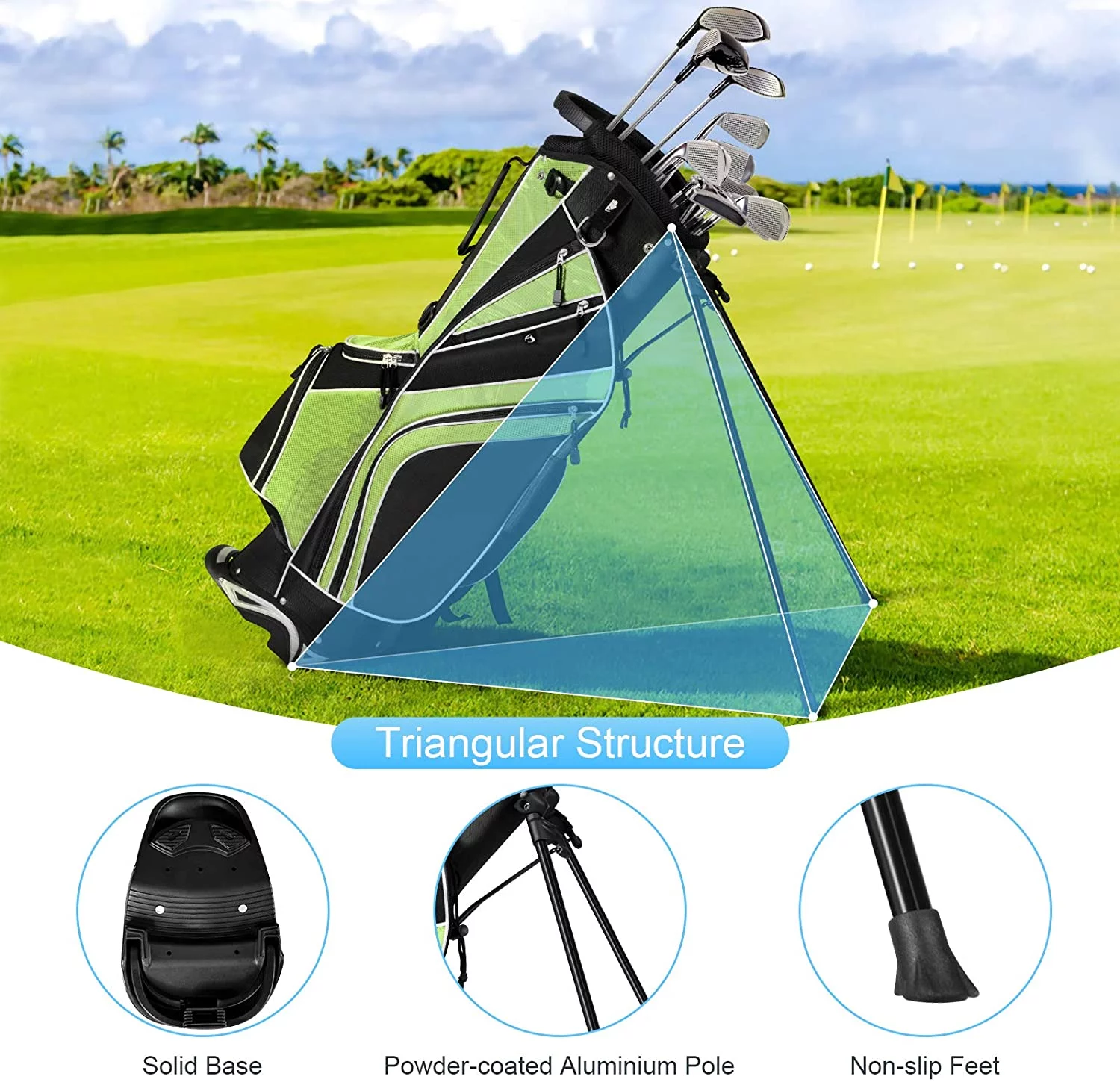 Golf Stand Bag for Men & Women, Golf Carry Bag with 6 Way Divider Carry Organizer Pockets Storage