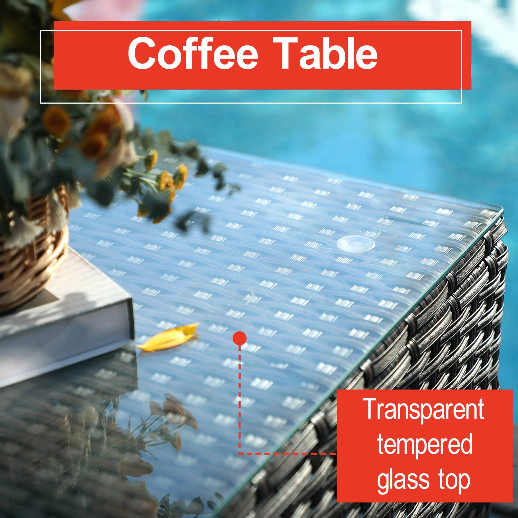 Sophia & William 4-Piece Wicker Patio Conversation Set with Fire Pit Table - Beige