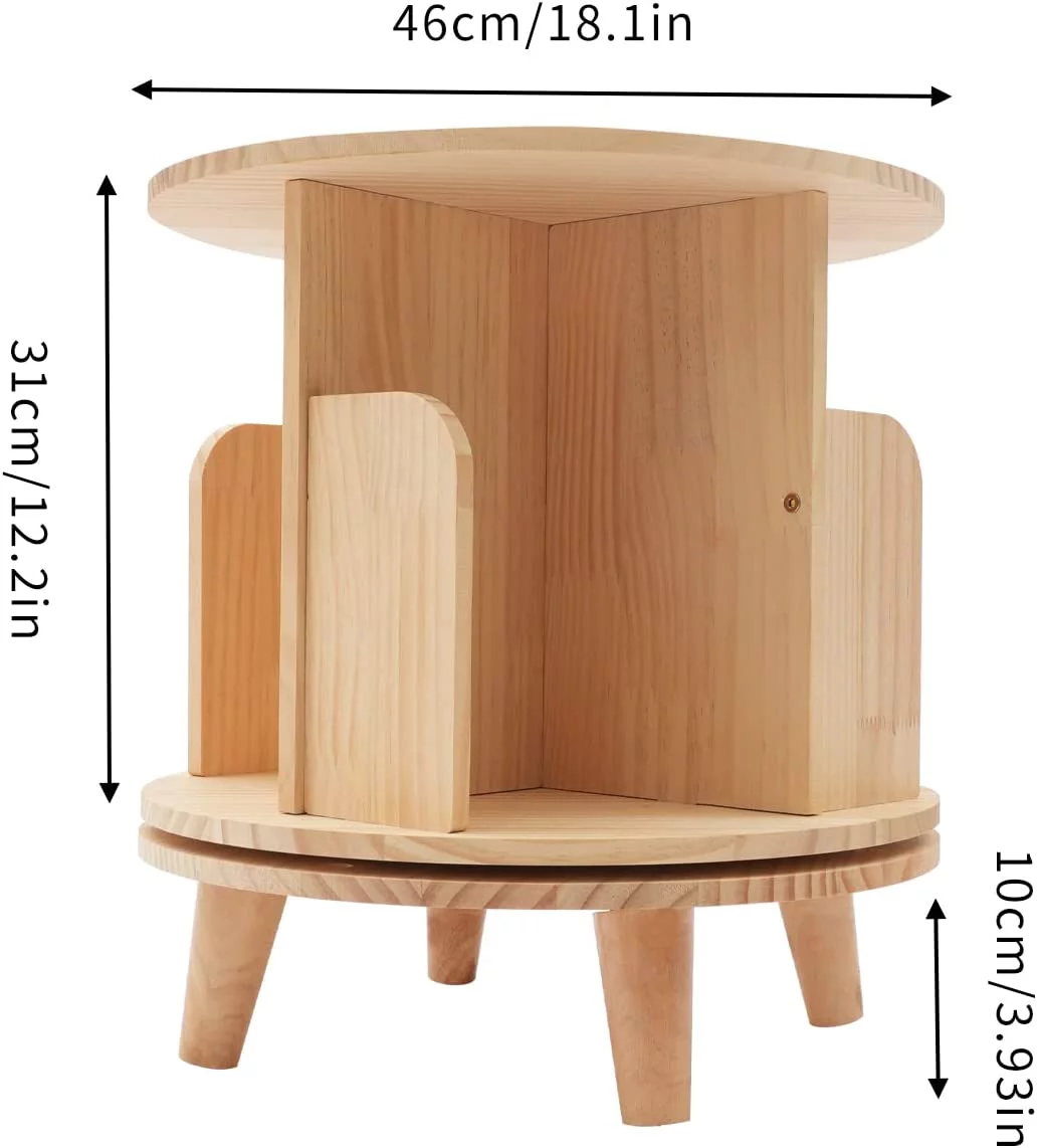 Miumaeov Rotating Bookshelf 360 Display Bookcase Floor-Standing Storage Rack Holder Home