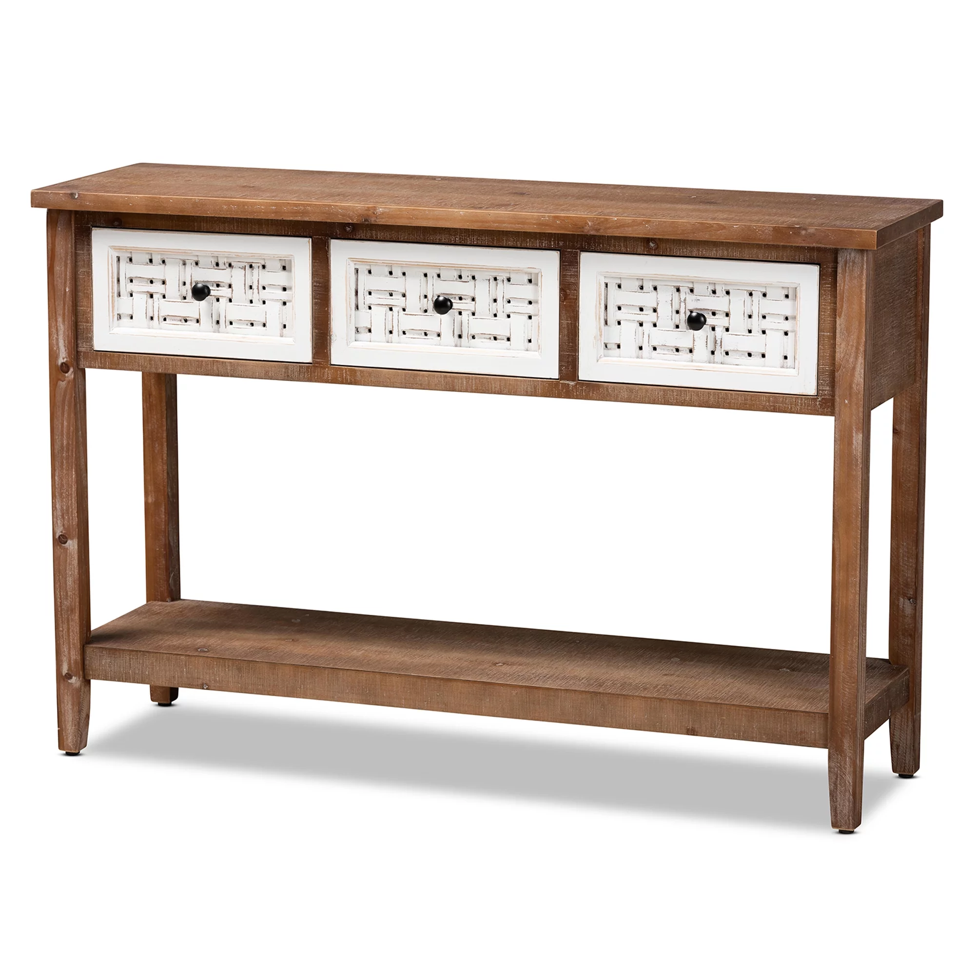 Baxton Studio Bonilla MDF Console Table, Drawer Included, Walnut Brown/White
