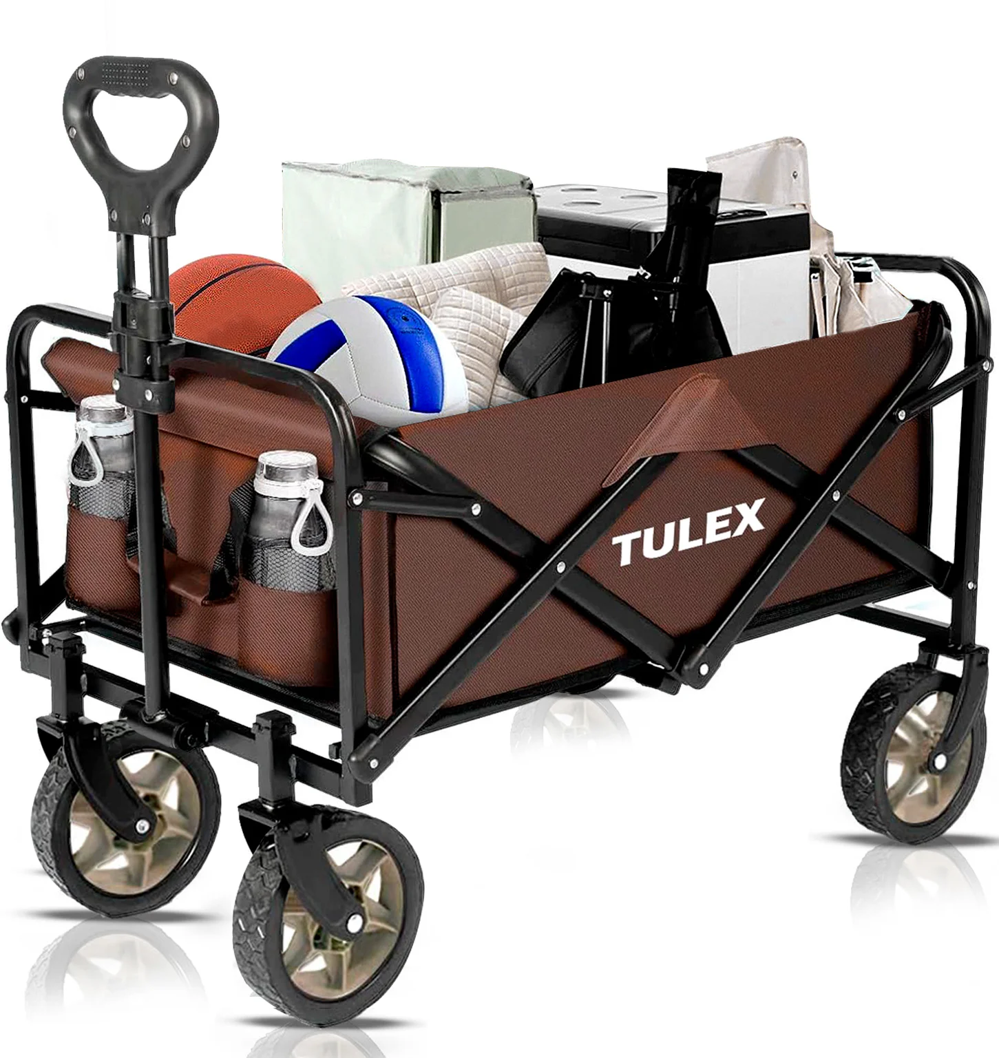 TULEX  Wagon Cart Foldable with All-Terrain Wheels, Collapsible Wagon with Smallest Folding Design, Utility Grocery Wagon for Outdoor Camping Shopping Sports Garden and Beach. 176 lbs Capacity.