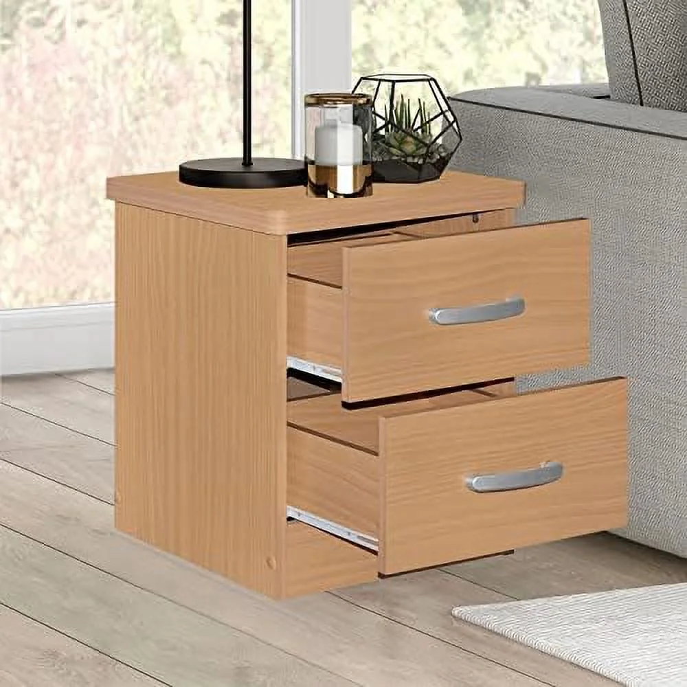 CKPFVY Cindy Faux Wood 2 Drawer Nightstand in Mahogany