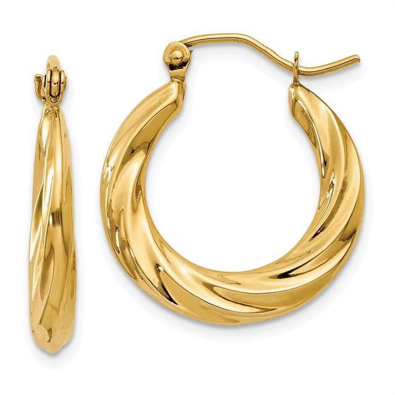 Primal Gold 14 Karat Yellow Gold Polished Twisted Hollow Hoop Earrings