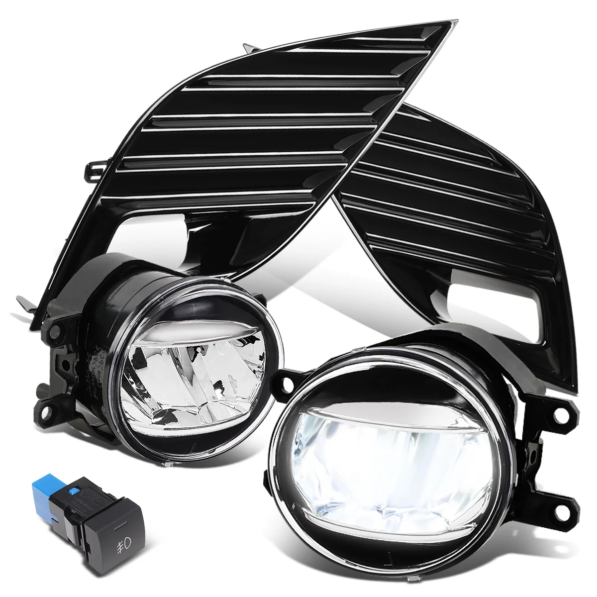 DNA Motoring FL-ZTL-317-CH For 2018 to 2020 Toyota Camry SE XSE LED Bumper Driving Fog Light Lamps with Bezel + Switch 19 2019