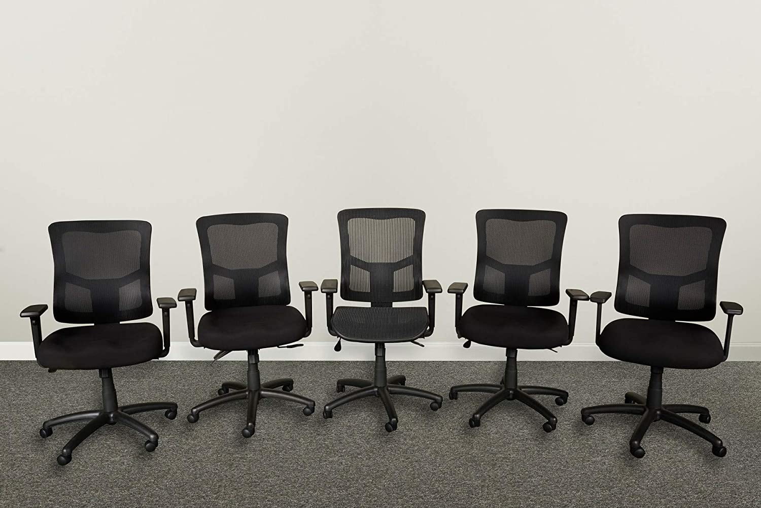 TJUNBOLIFE ALEELT4214F Elusion II Series Mid-Back Swivel/Tilt Mesh Chair with Adjustable Arms - Black