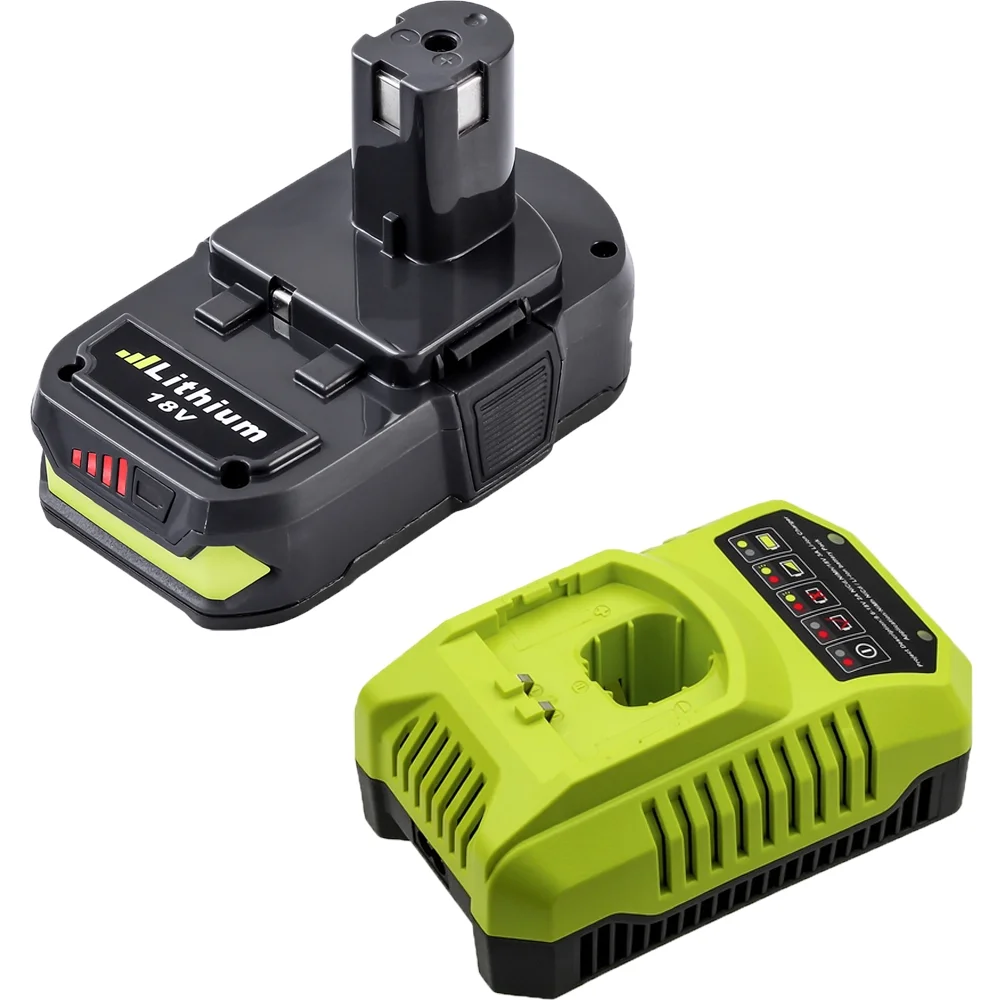 18 Volt P108 Lithium-Ion Battery replacement and P117 charger For Ryobi 18V P102