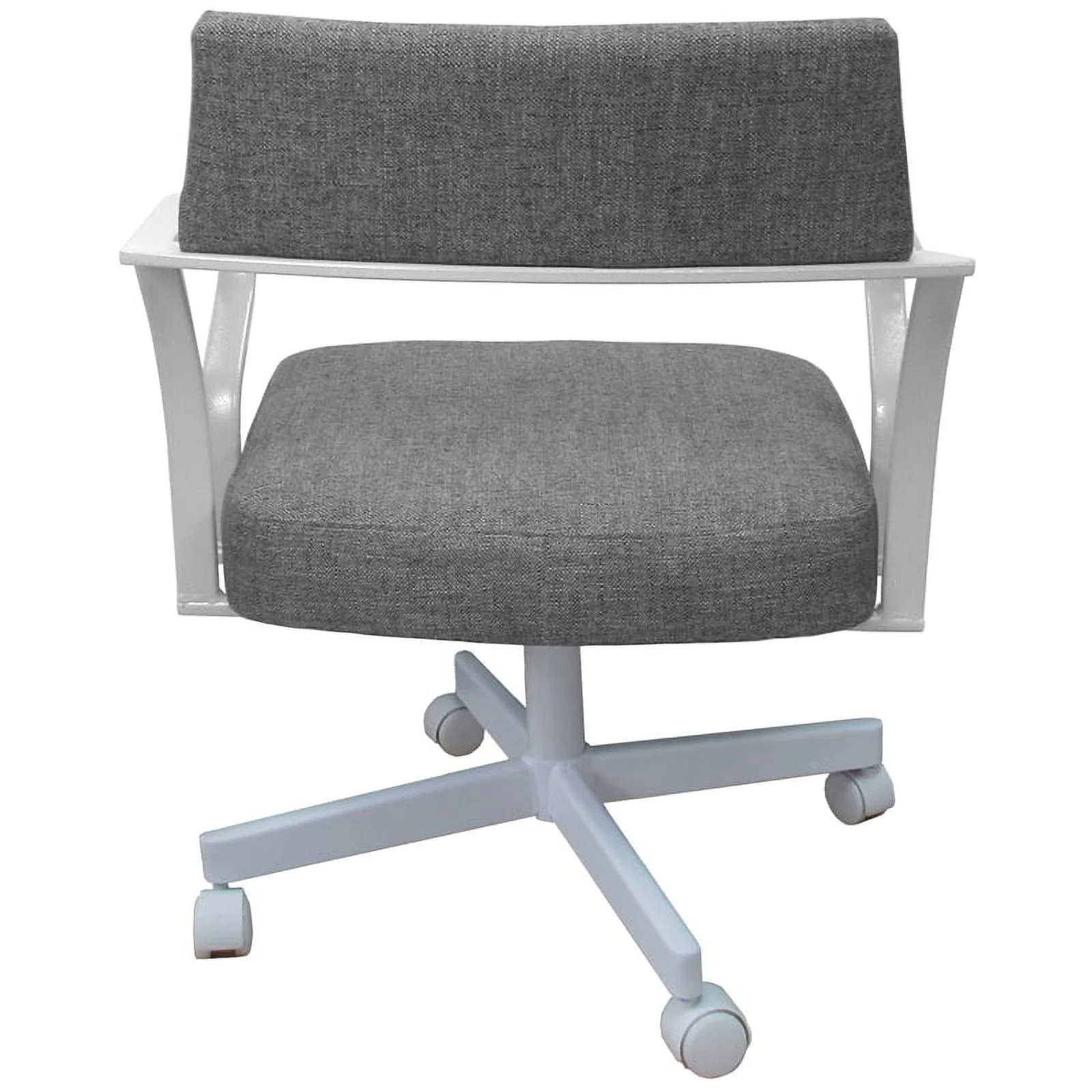 Pemberly Row Swivel Tilt Metal Dining Caster Chair - Mojave Gray - White frame